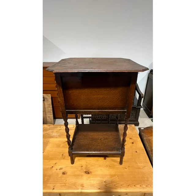 Antique sewing box with barley twist legs.