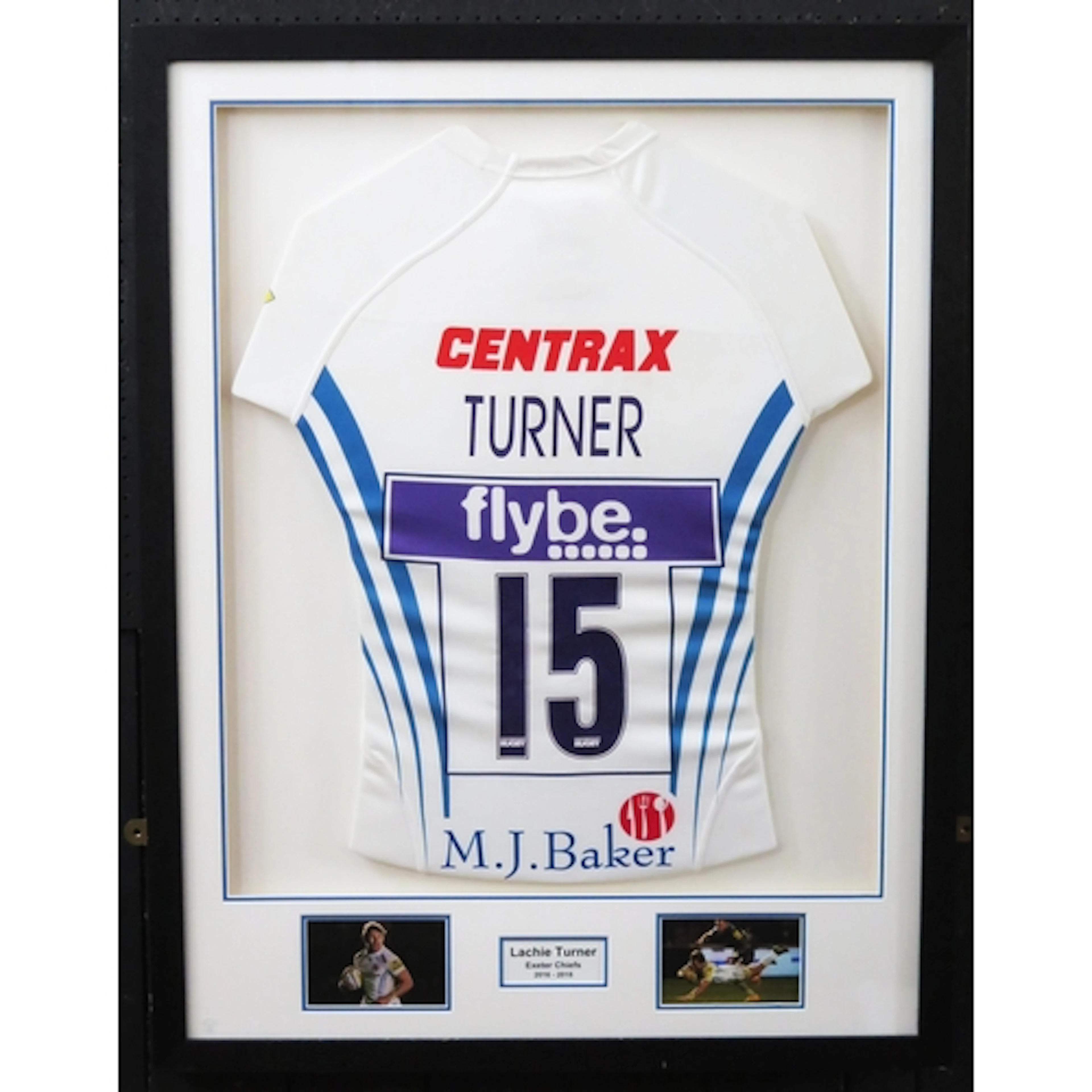 Lachie Turner, Exeter Chiefs, 2016-2018. mounted rugby shirt...