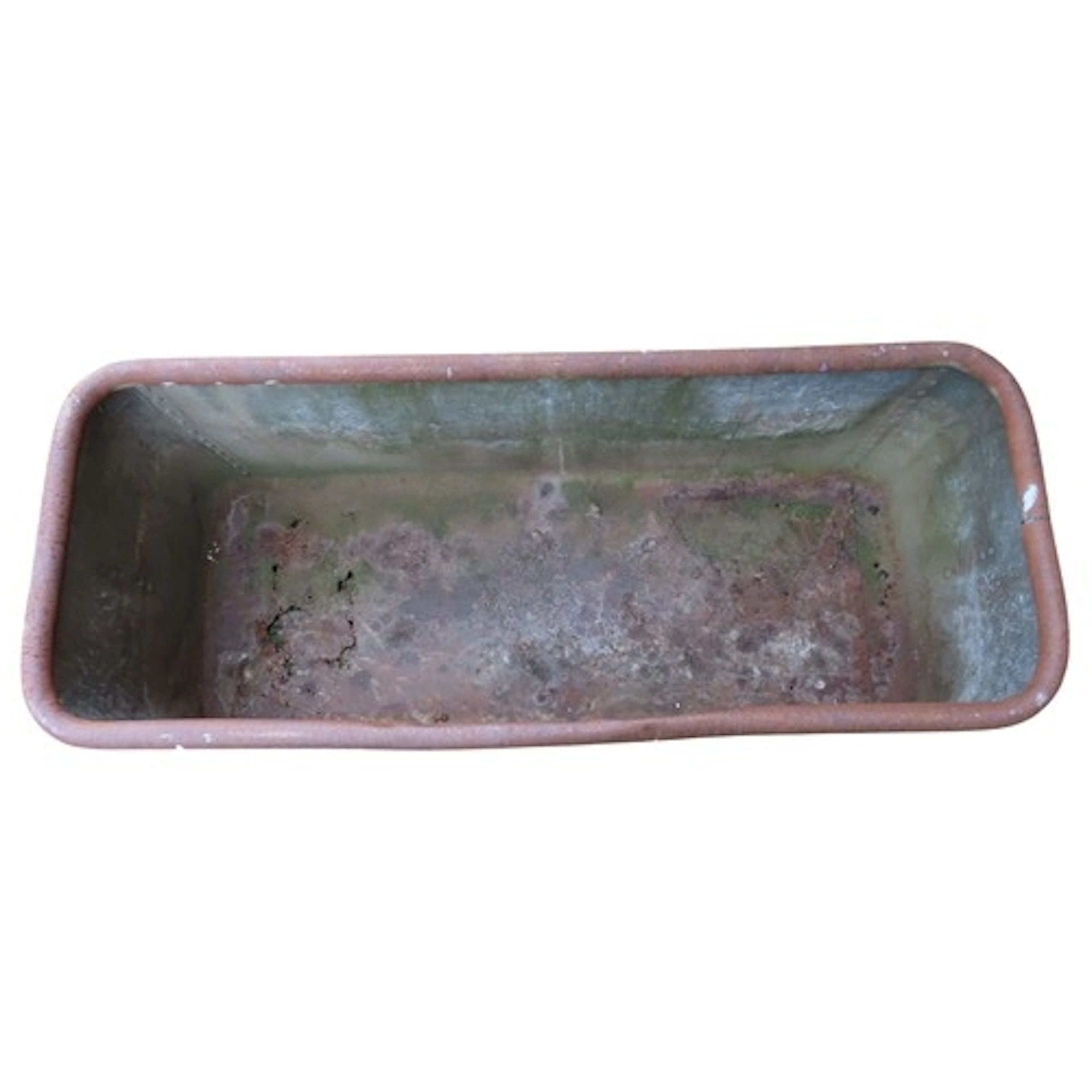 A vintage weathered heavy gauge rectangular trough with pop ...