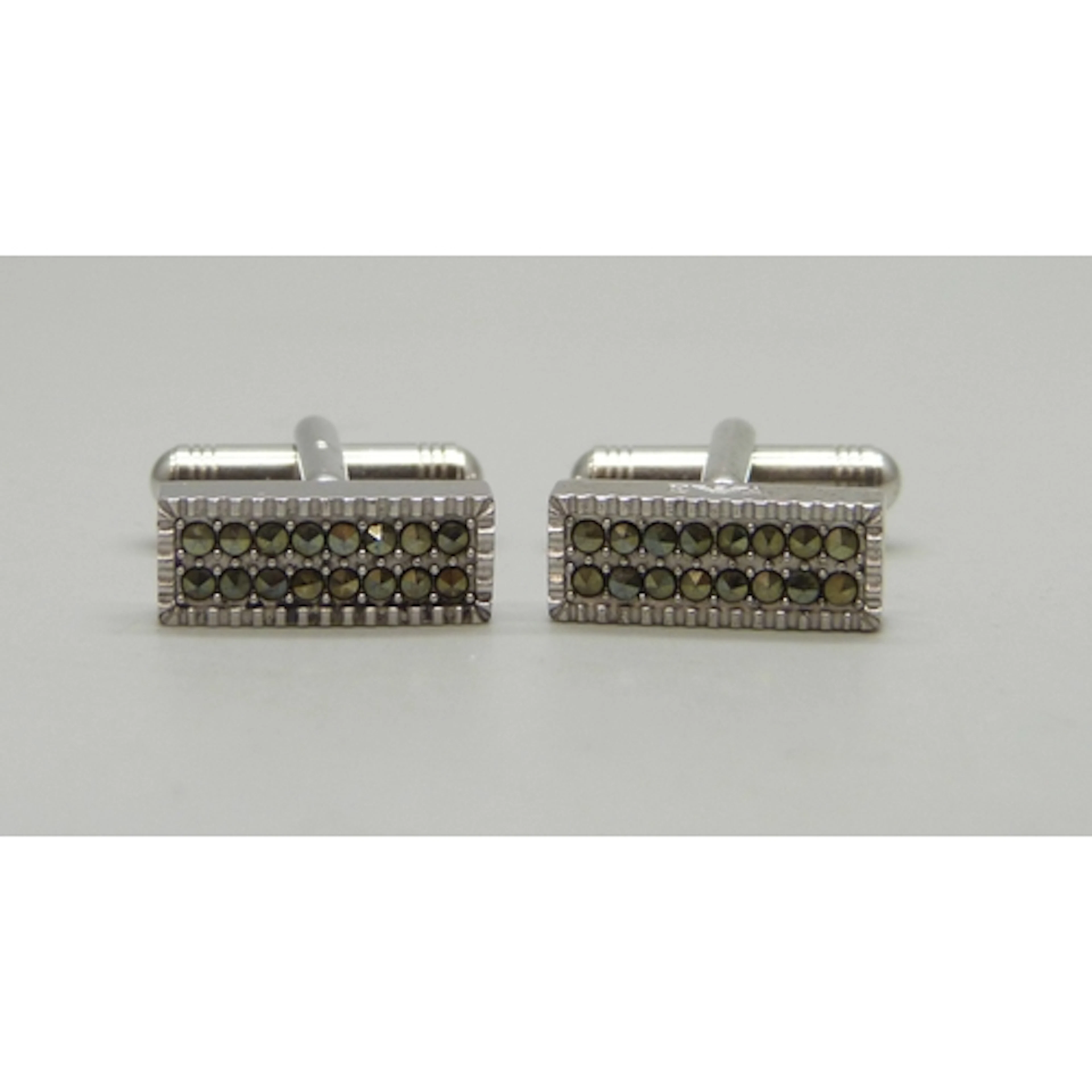 A pair of Emporio Armani silver cufflinks, 1.6cm
