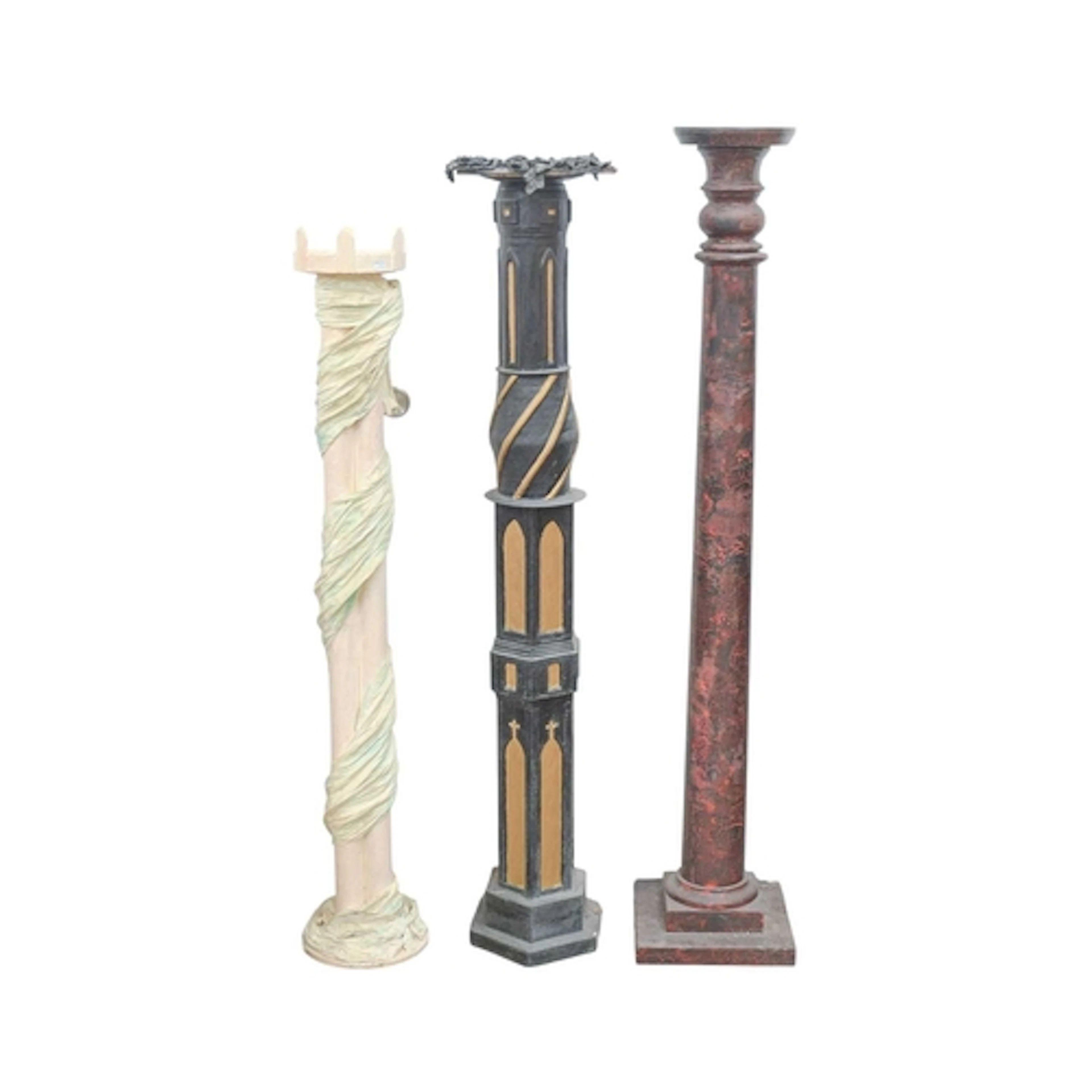 Jasper Donald HAWKINS (1947) Three candle pillars. One woode...