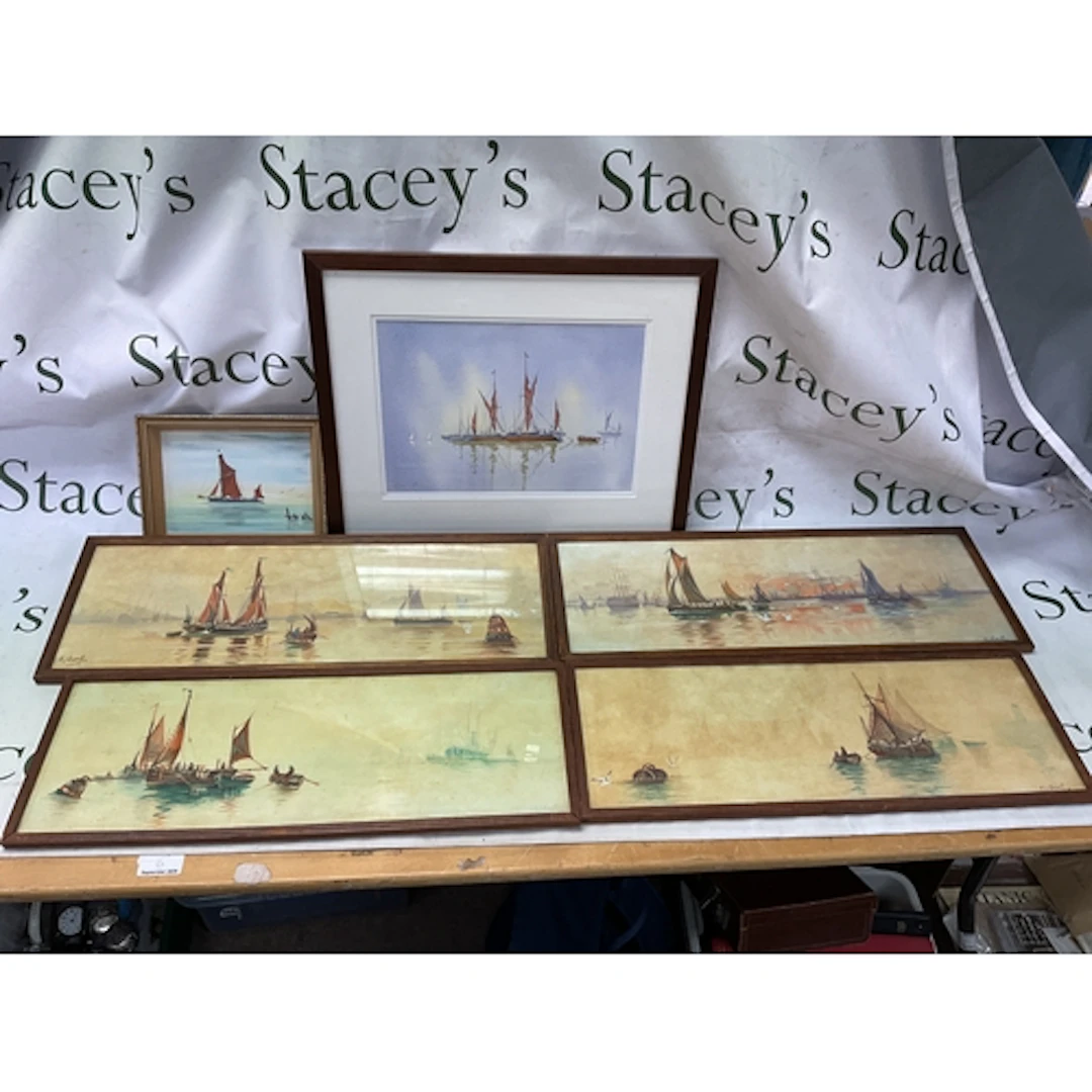 Six original art works of London barges.