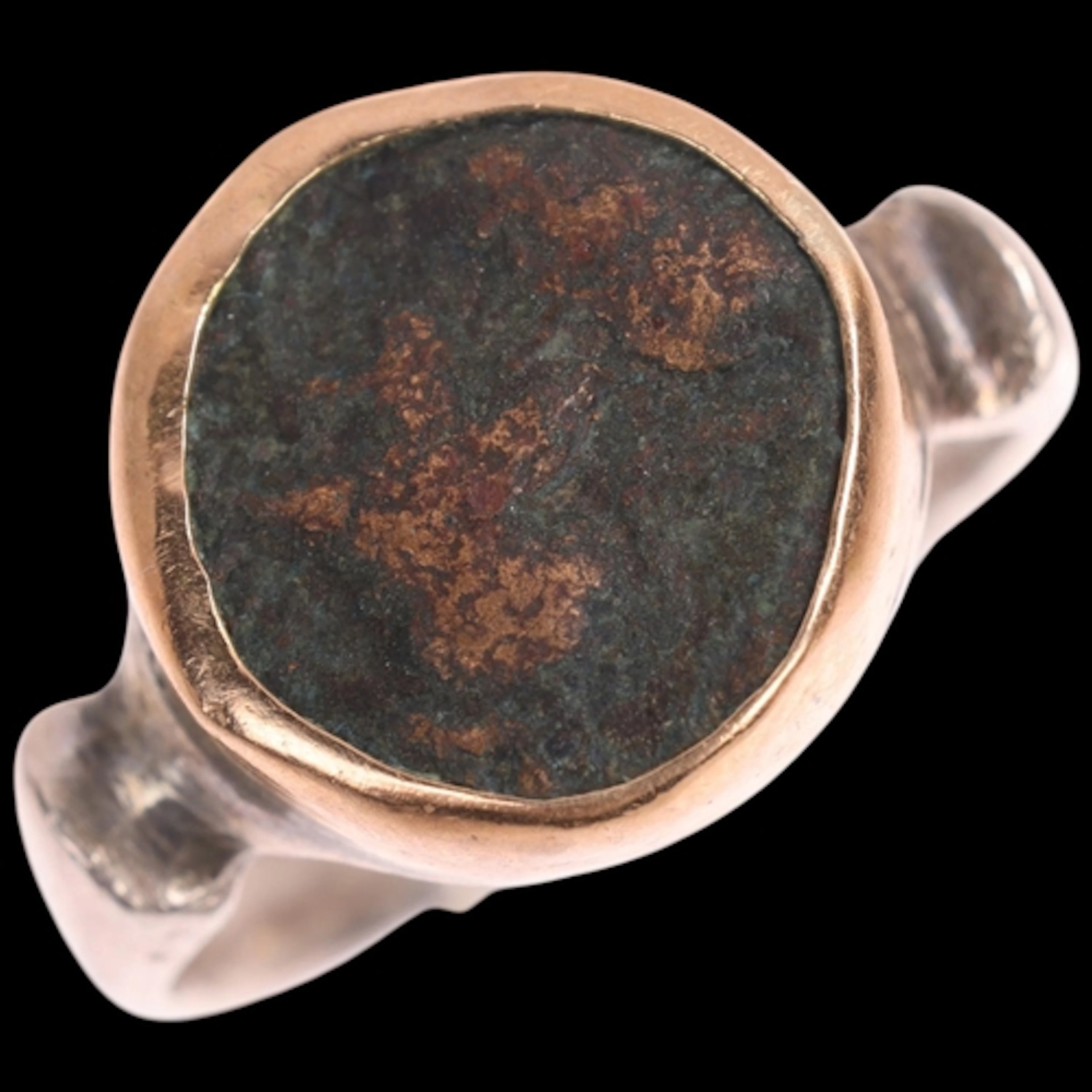 A silver Ancient Greek coin signet ring, centrally set with ...