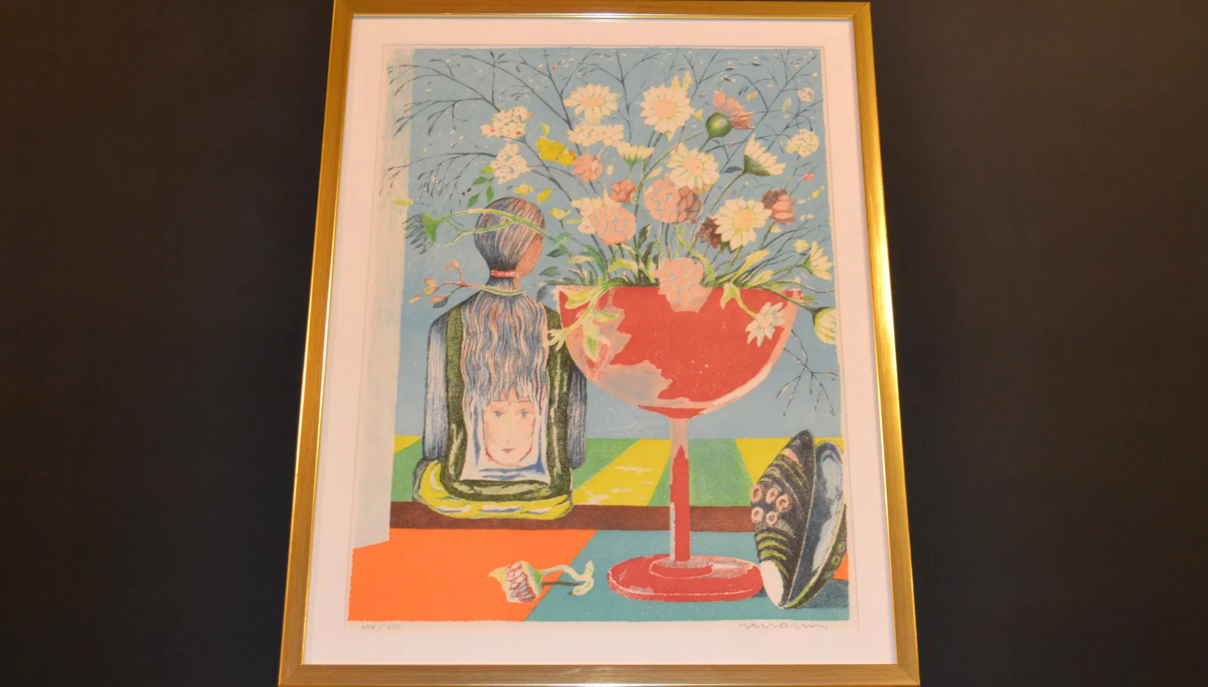 AXEL OLSON. Färglitografi, "Sommarbuketten", signerad & numrerad 298/350.