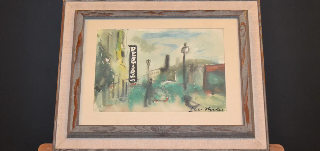 LARS HERDER. Blandteknik, "Helsingborgsmotiv", signerad.