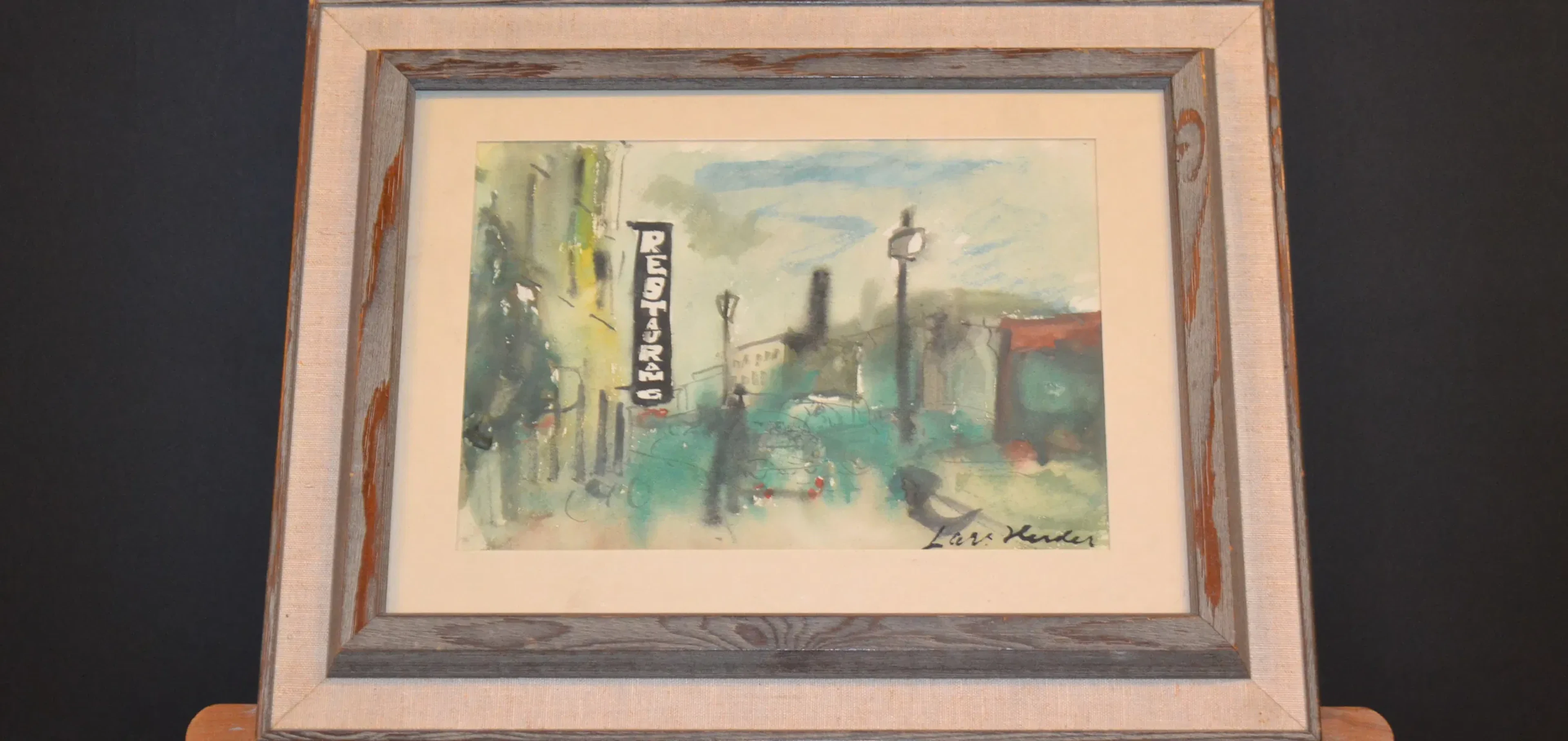 LARS HERDER. Blandteknik, "Helsingborgsmotiv", signerad.