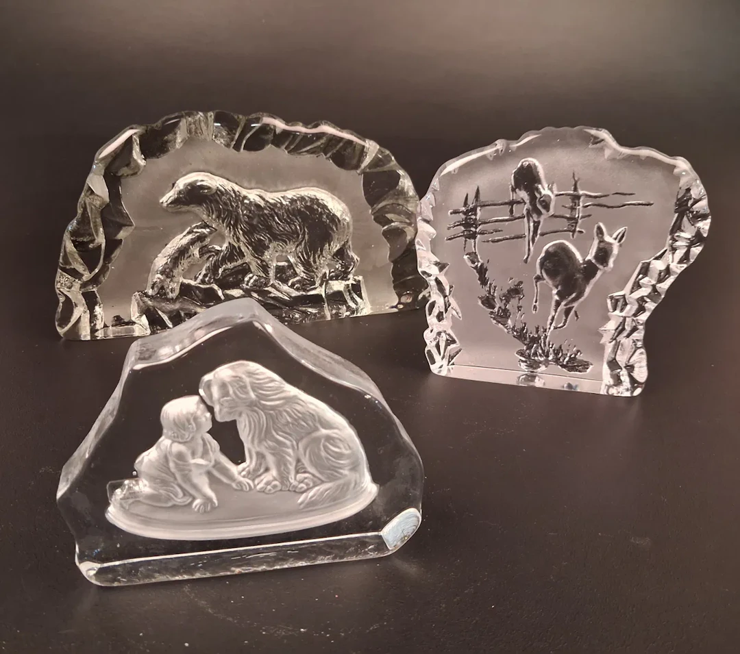 3 Glasblock. Bl.a SEA glasbruk.