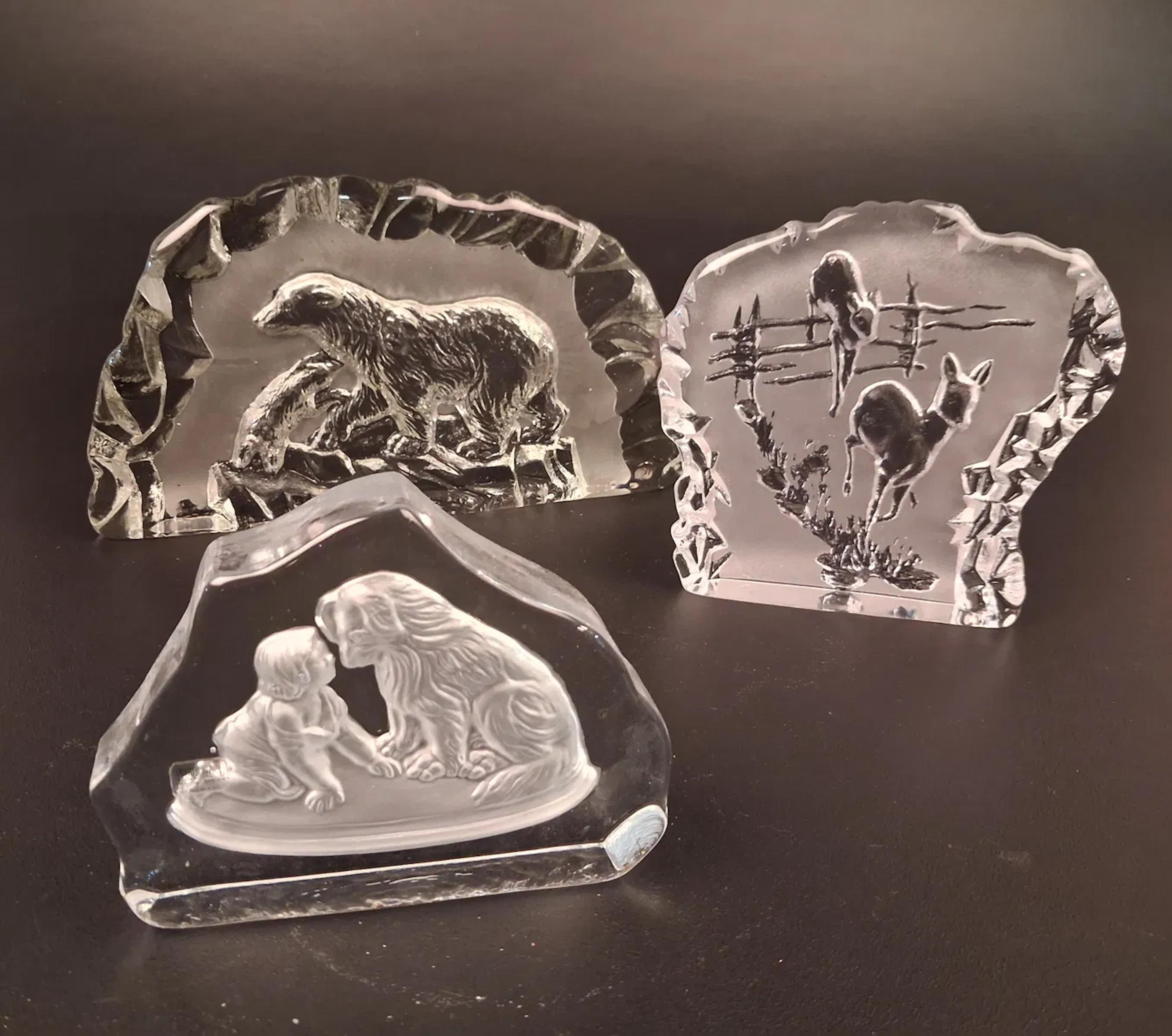3 Glasblock. Bl.a SEA glasbruk.