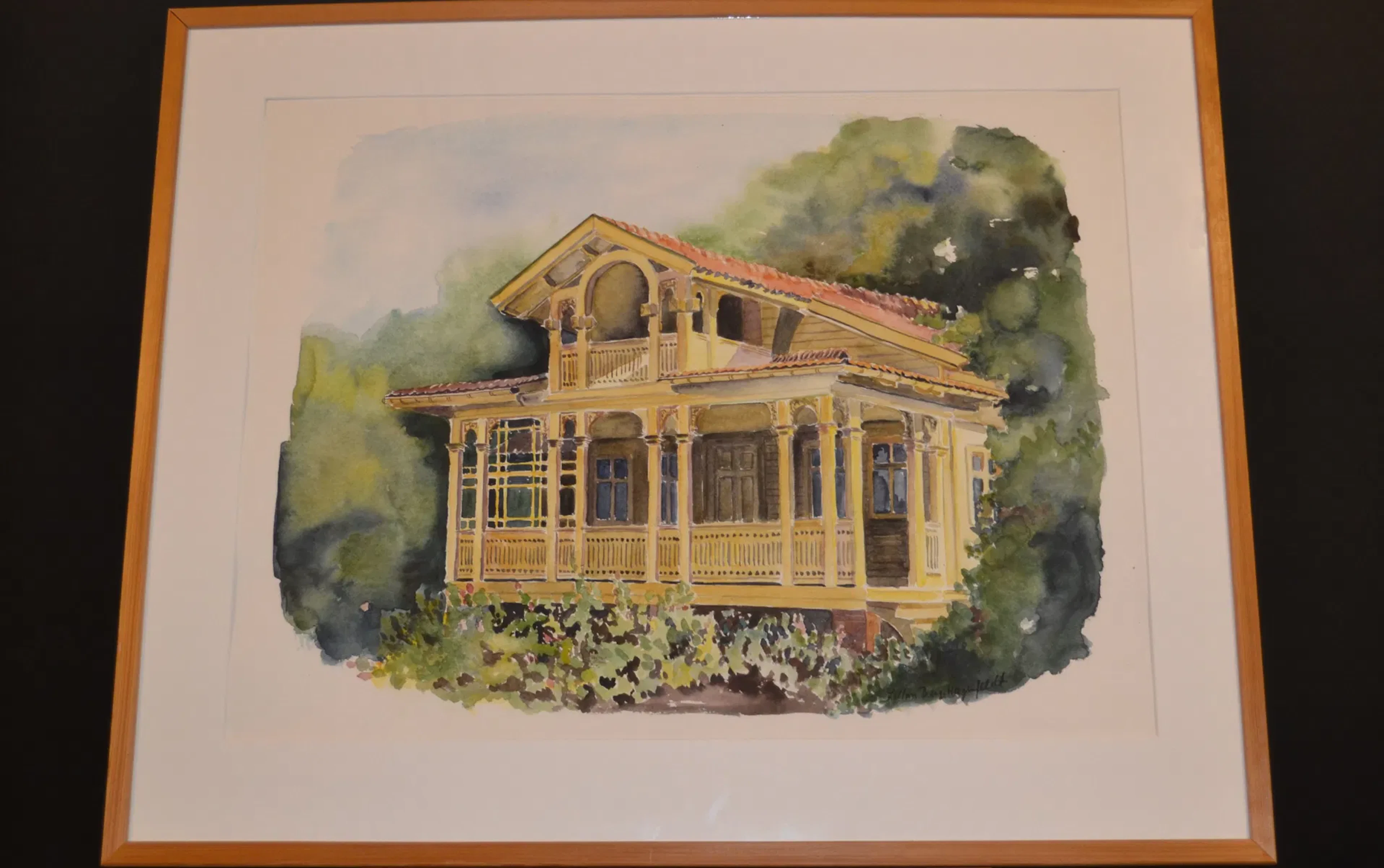 LILLAN BERG-HAGENFELDT. Akvarell, "Tivolipaviljongen i Laholm", signerad.