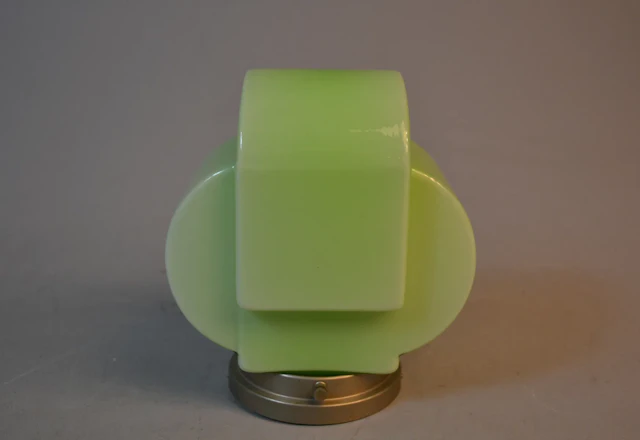 Taklampa. Funkis / art deco, mintgrönt glas, 1950-talet.