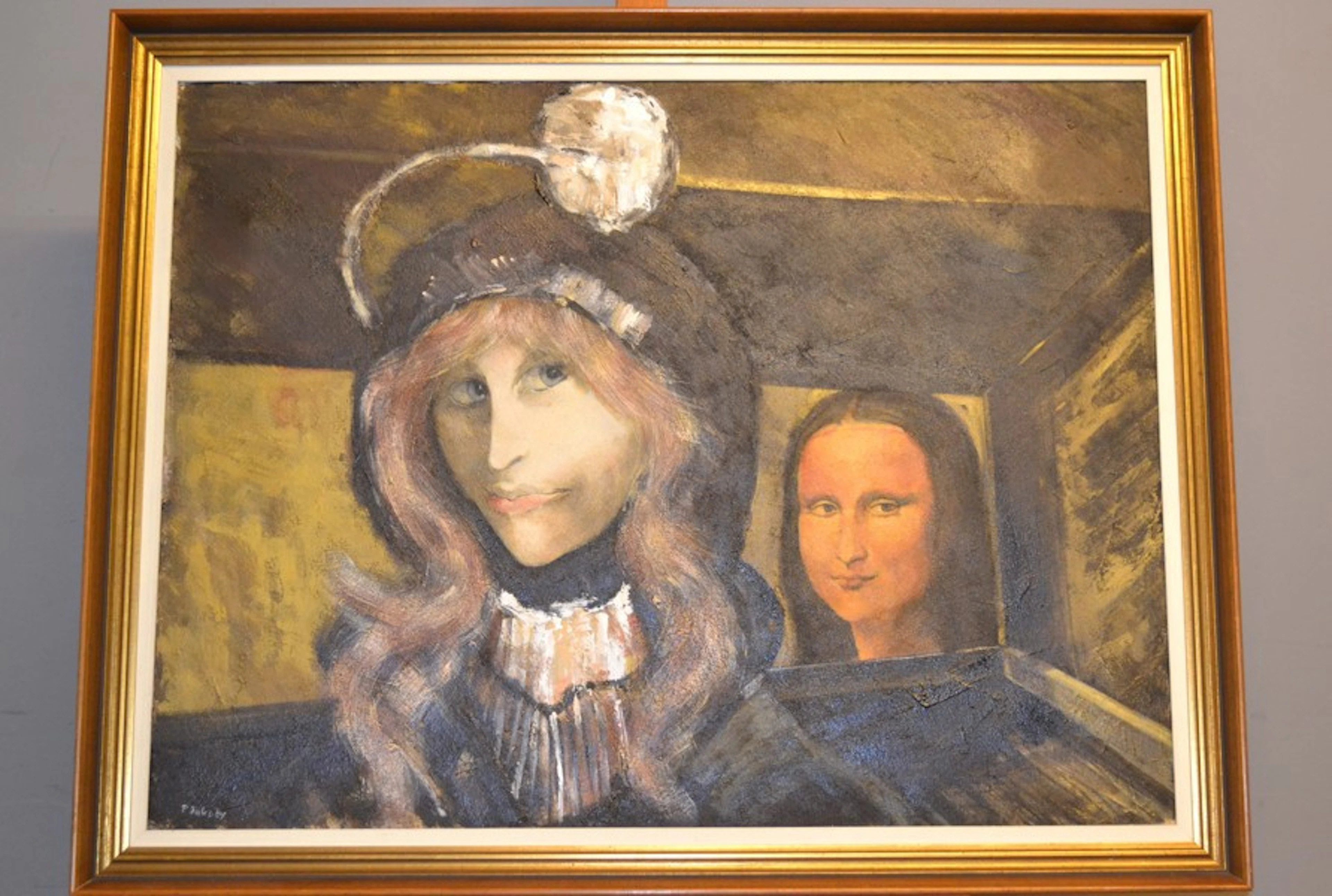 PETER JAKOBY. Blandteknik på duk, "Mona Lisa", signerad.