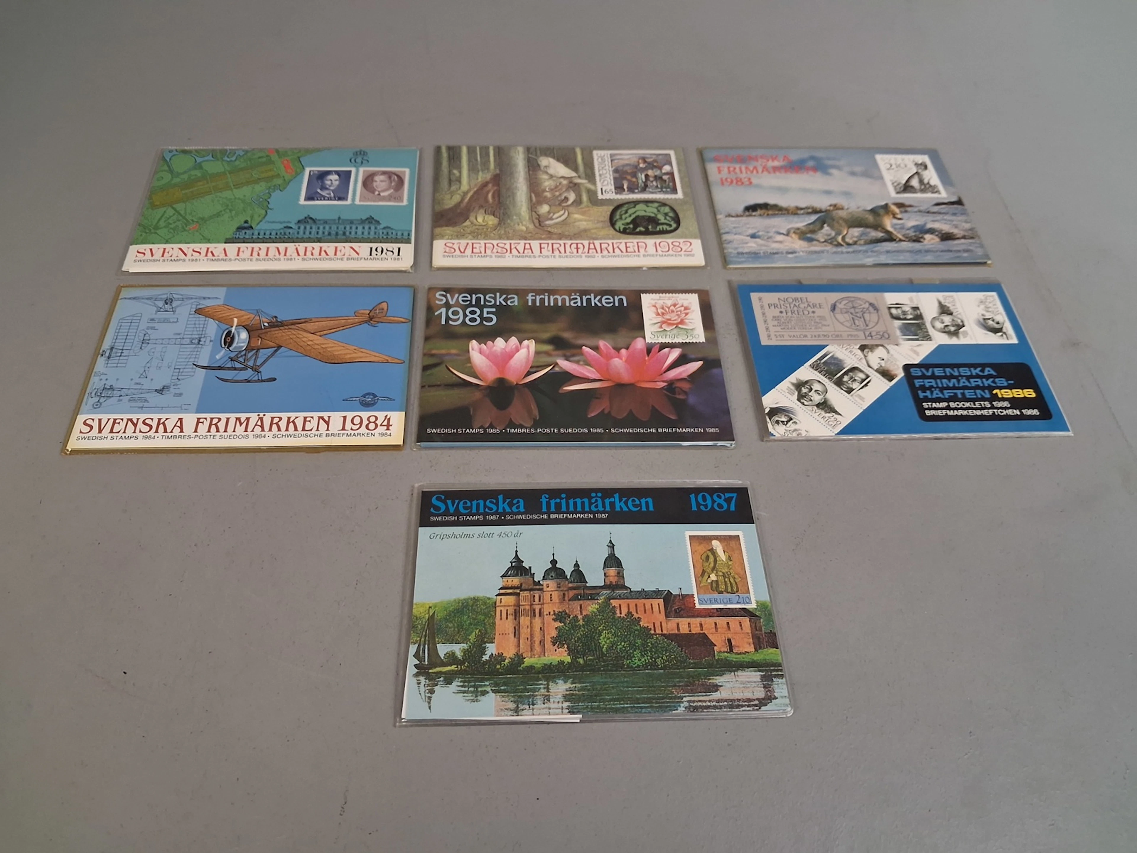 Årssatser. 7st, 1981-1987, Postfriska frimärken, Nominalvärde ca: 900kr.