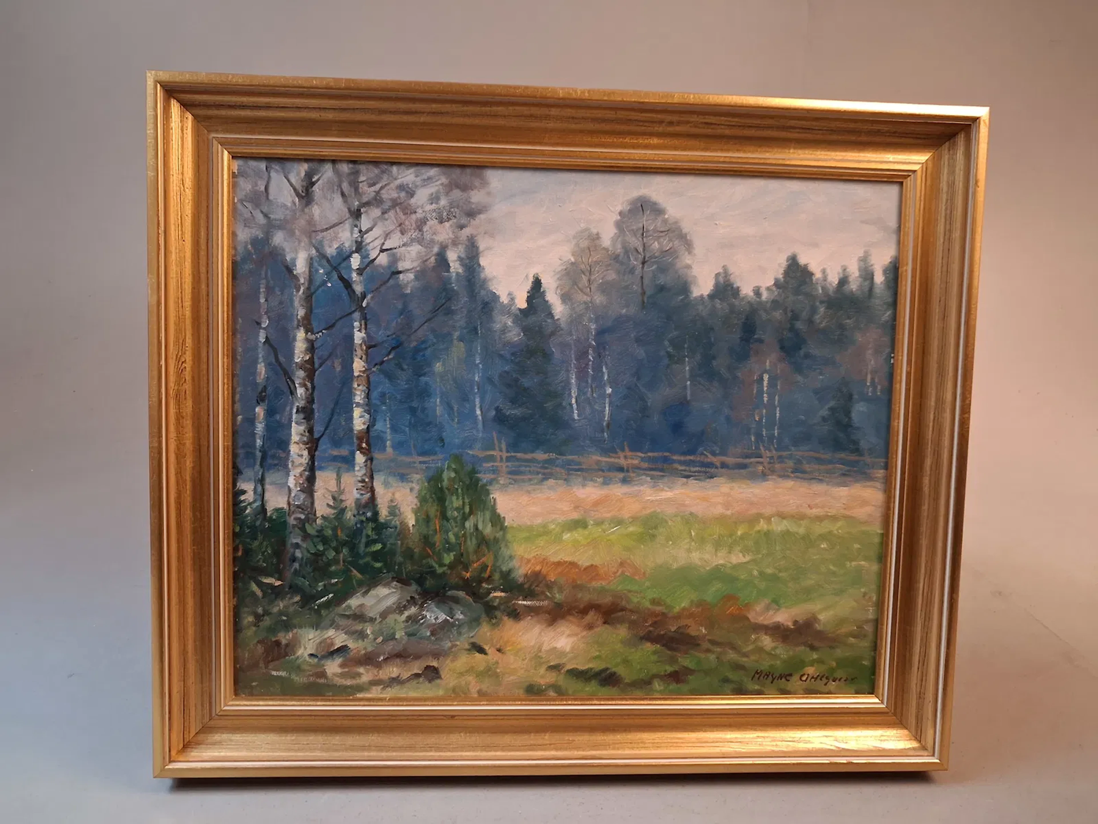 MANGE OHLQVIST. Skogslandskap, olja på duk, signerad.