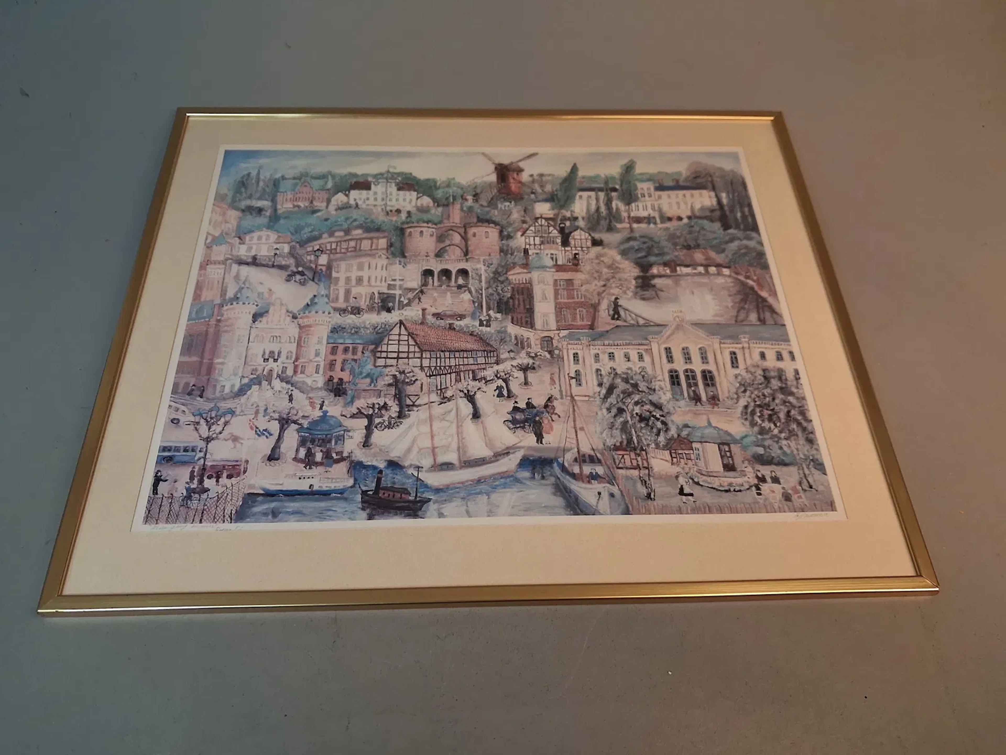 Alma Hansson, "Helsingborg in Muse", Grafiskt blad. Signerad.