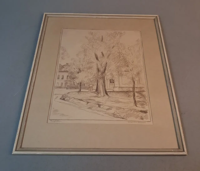 MARTIN NILSSON. Teckning/blyerts, "Torgkällan", signerad.