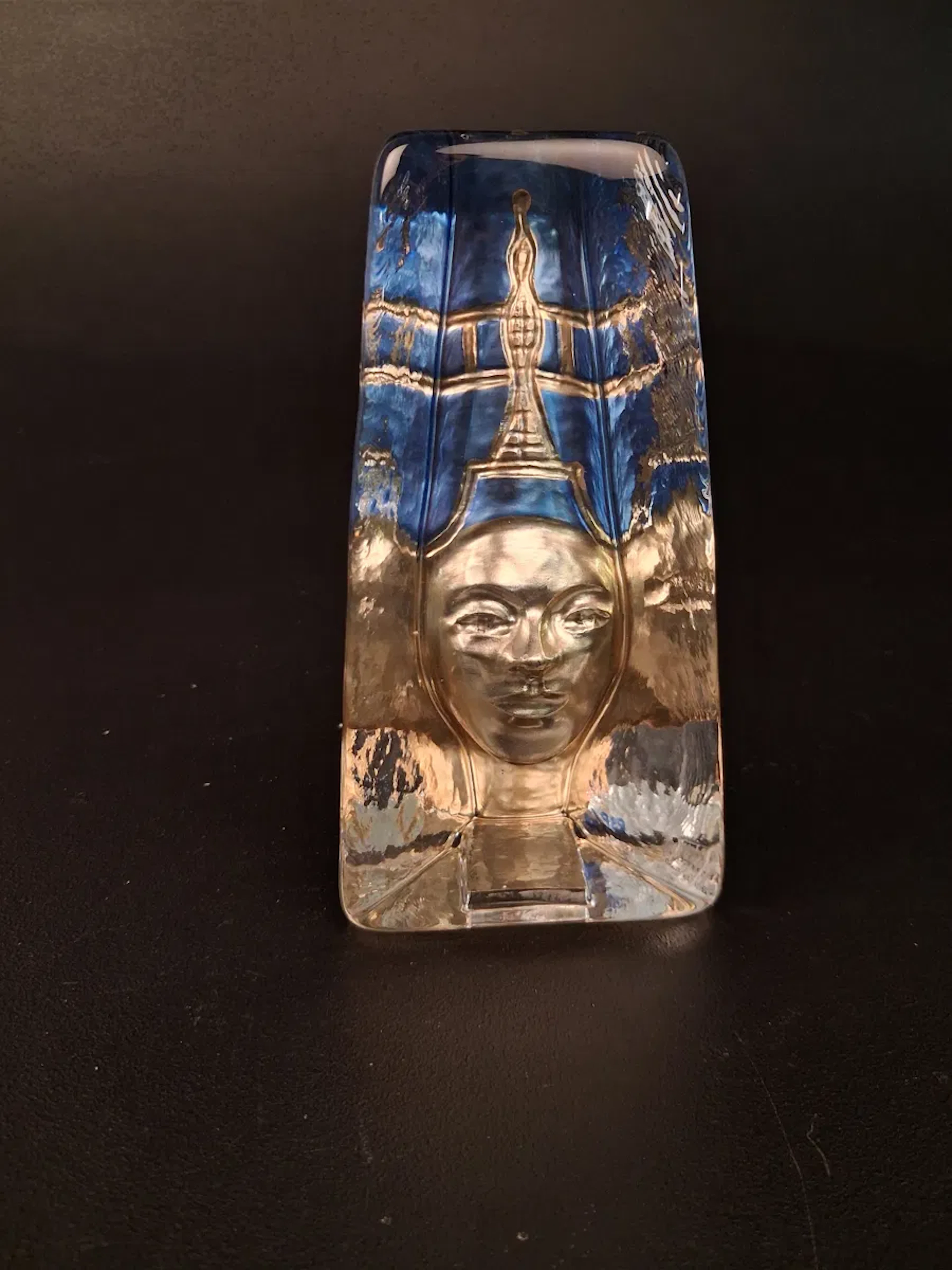 RENATA STOCK PAULSSON. Skulptur, Sea Glasbruk, signerad.