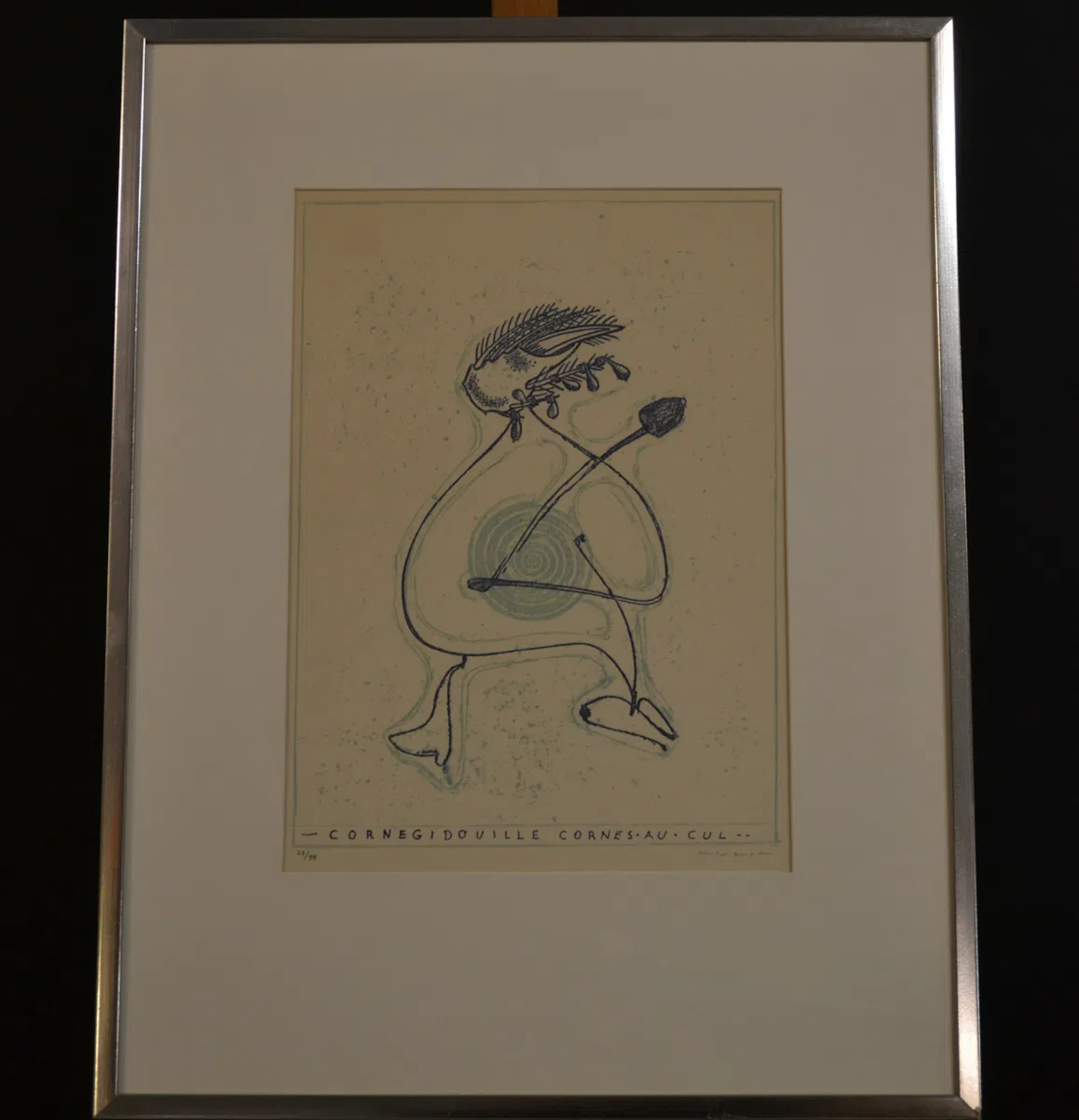 MAX ERNST. Färglitografi, "Cornegidouille cornes au cul", signerad