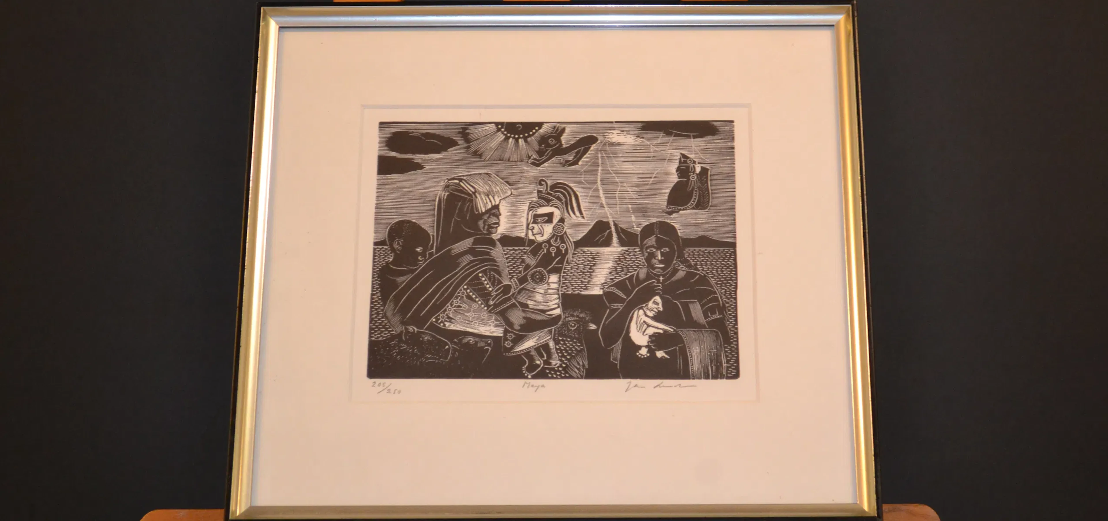 JAN LUNDGREN. Träsnitt, "Maya", signerad & numrerad 205/250.