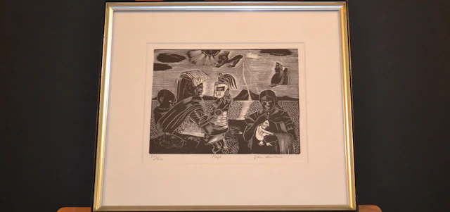 JAN LUNDGREN. Träsnitt, "Maya", signerad & numrerad 205/250.