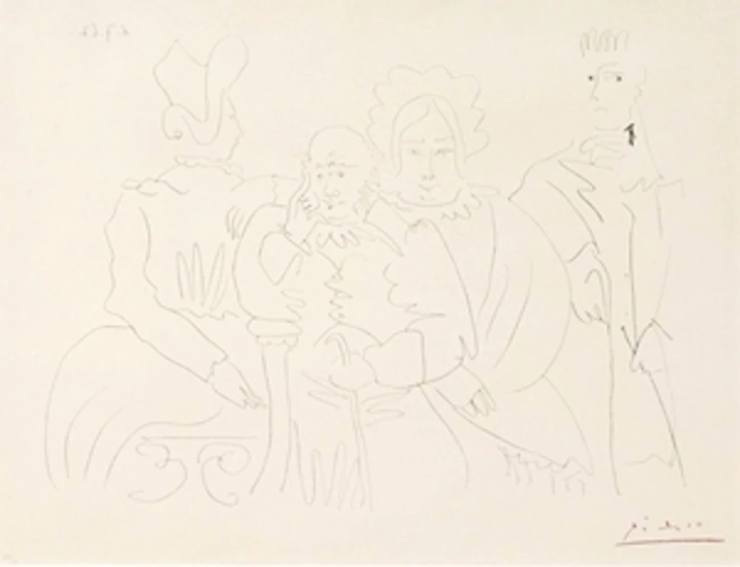 Portrait de famille, quatre personnages dont trois assis - Pablo Picasso