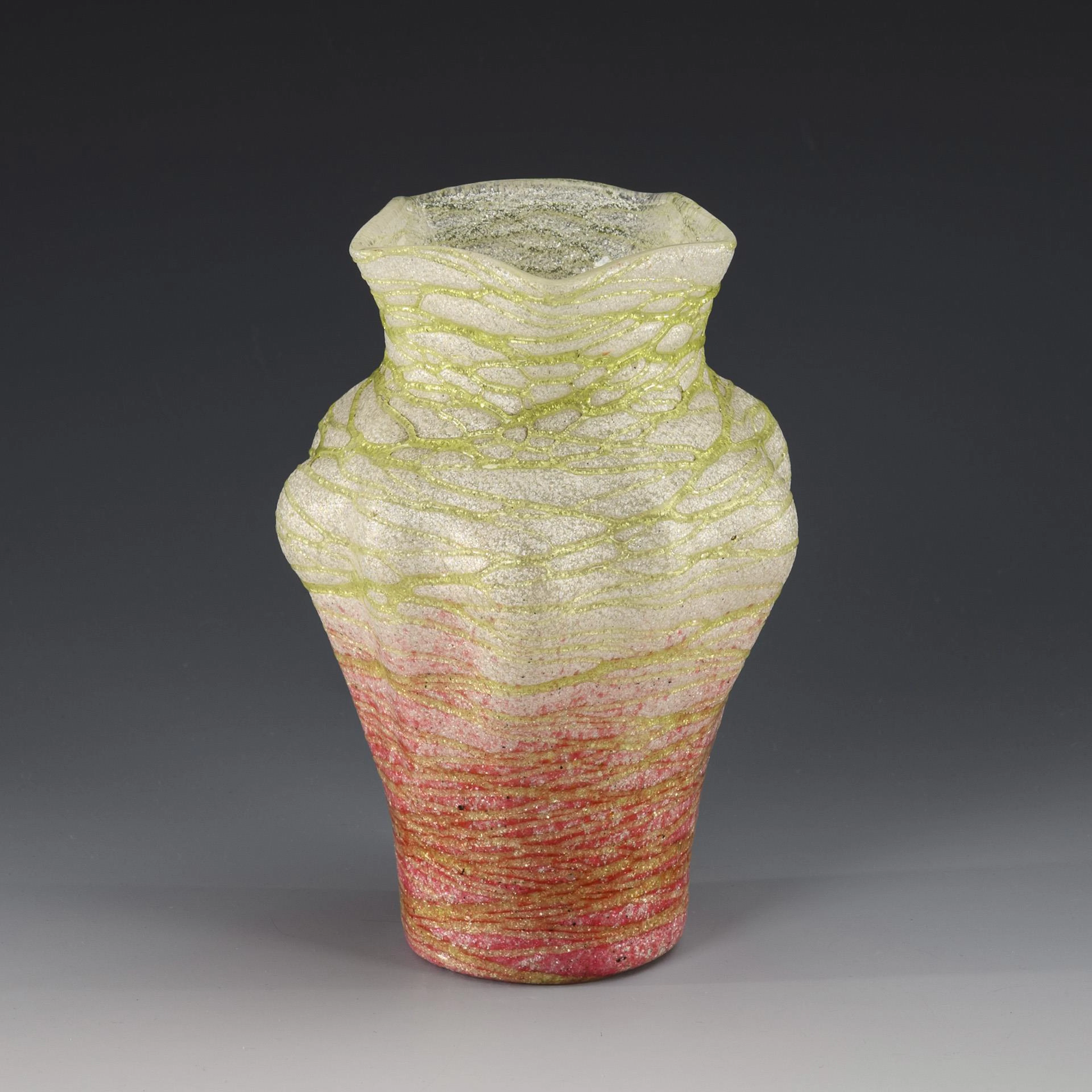 Art Nouveau vase with mica and thread decoration. Kralik.