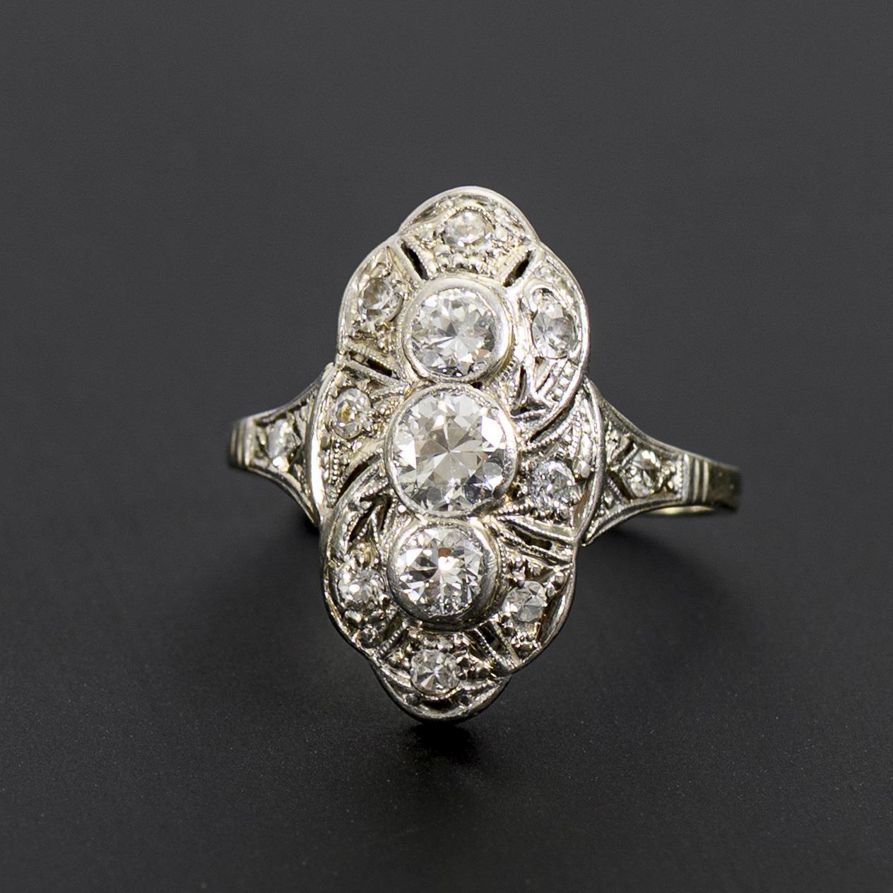 Art deco ring with old-cut diamonds.