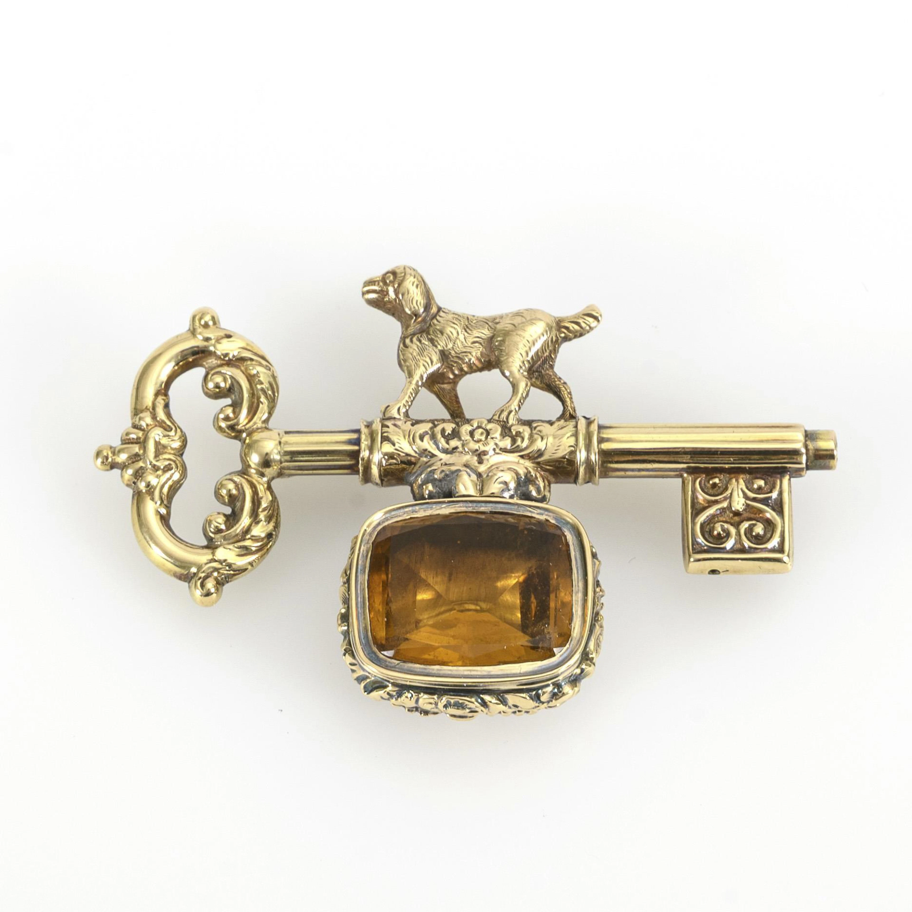Historical brooch in the shape of a key.