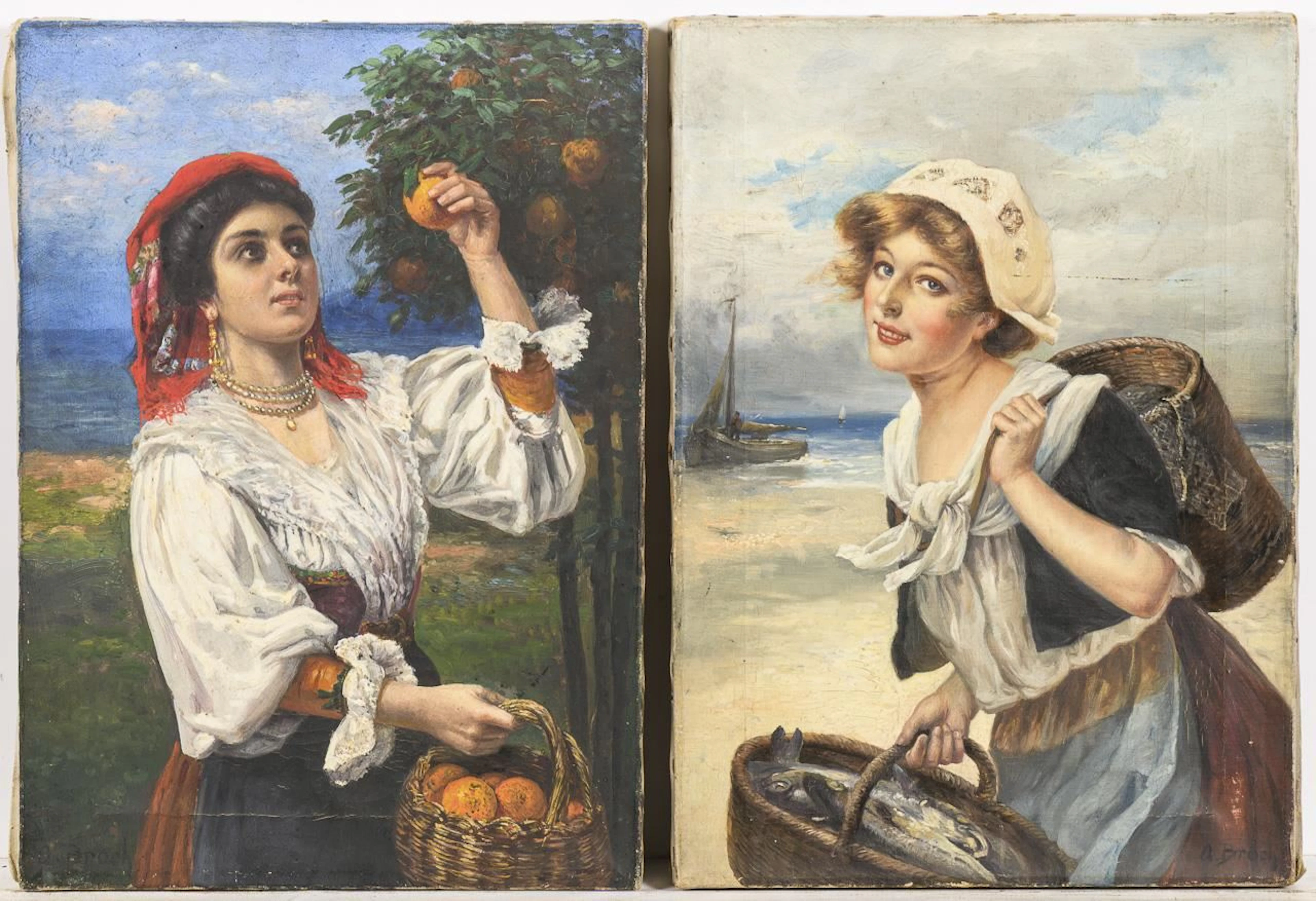 BROCH, Alois (1864 Vienna – 1939 Berlin): "Orange Seller" and "Fisherman's