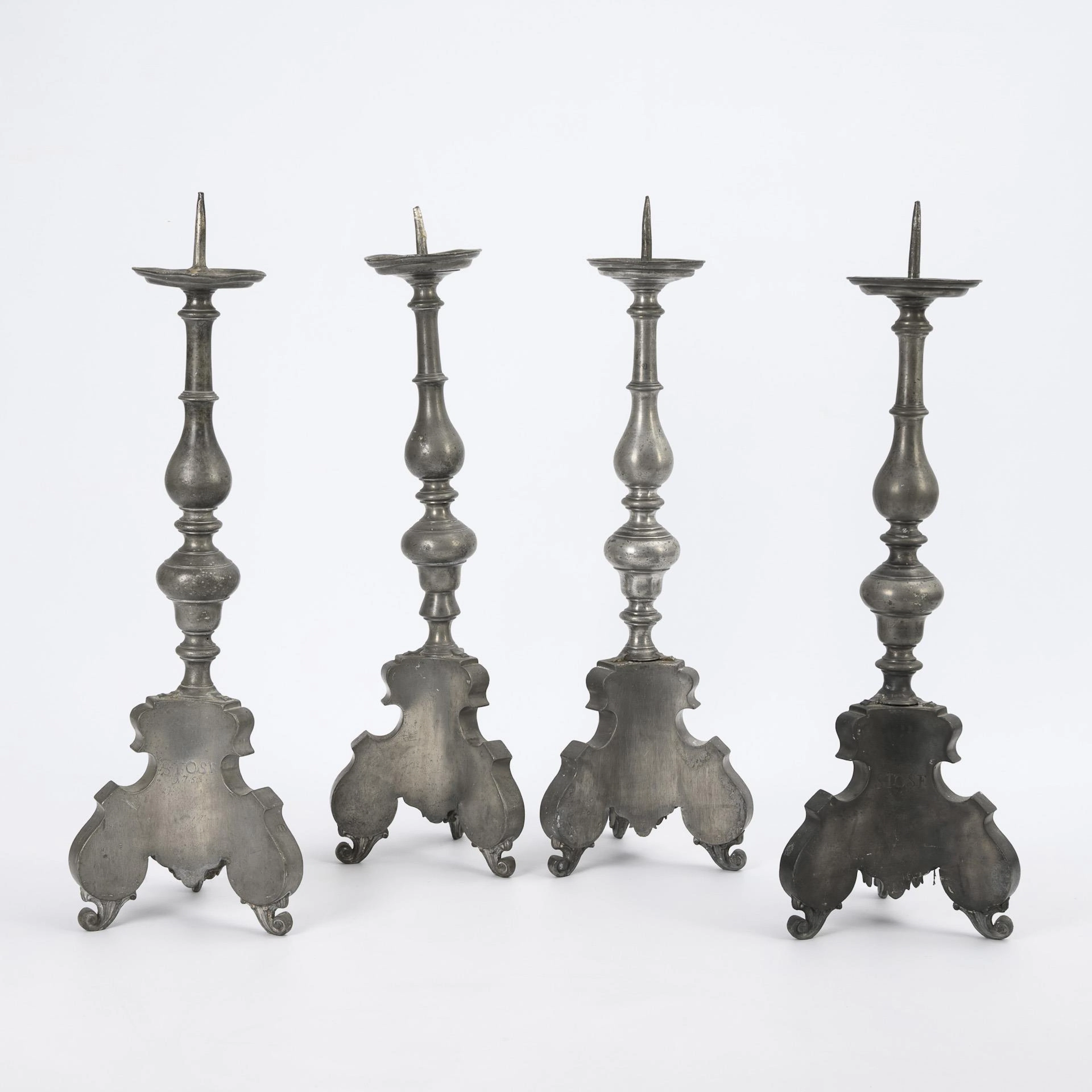 Four smaller altar candlesticks. Frantz Caspar Schmidt the Elder