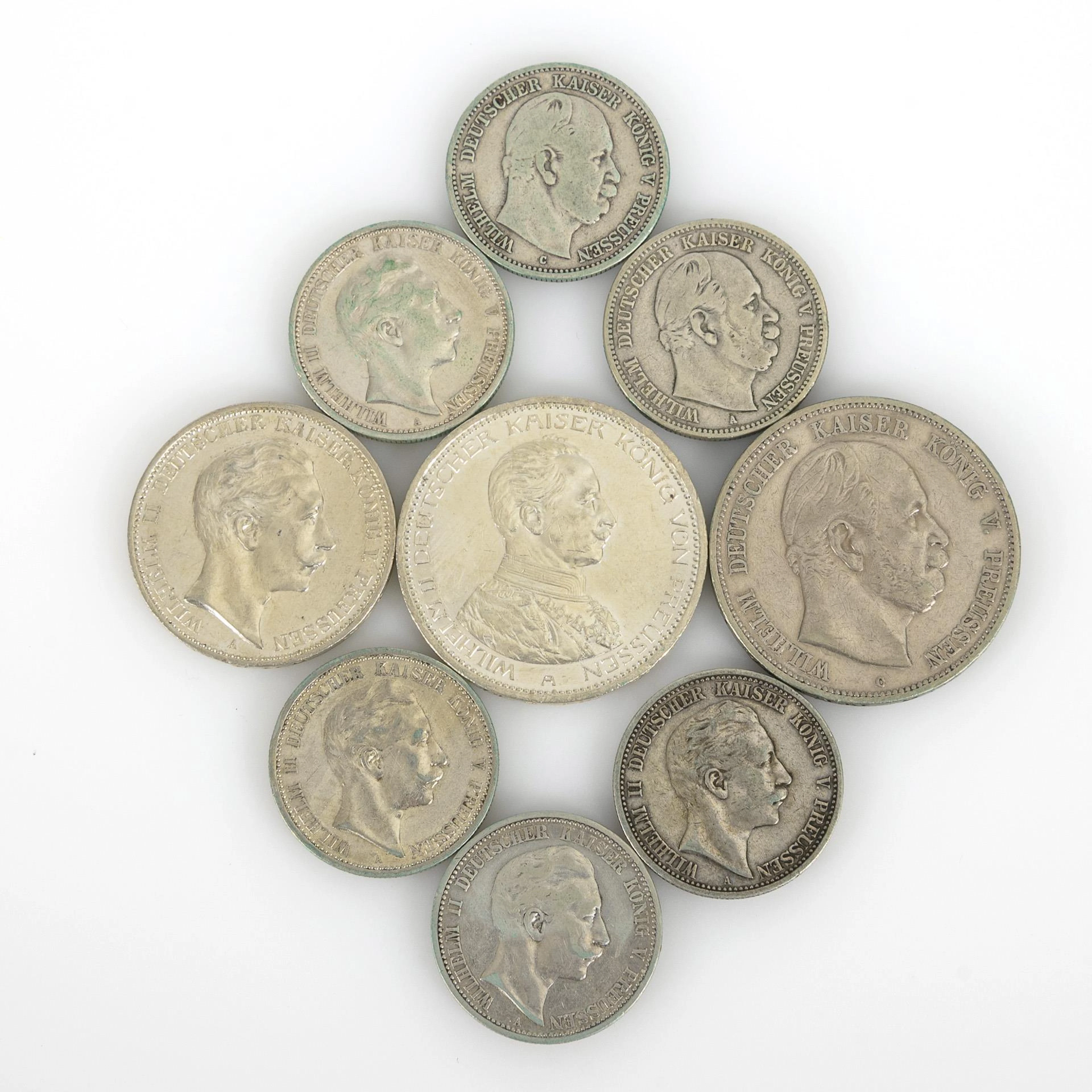9 coins Prussia, German Empire.