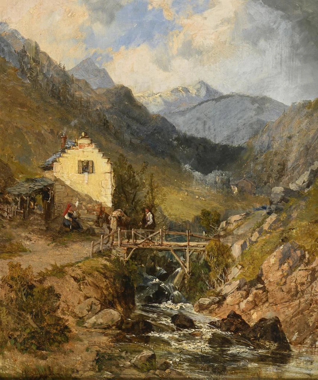 Mountain Landscape with Figurative Elements