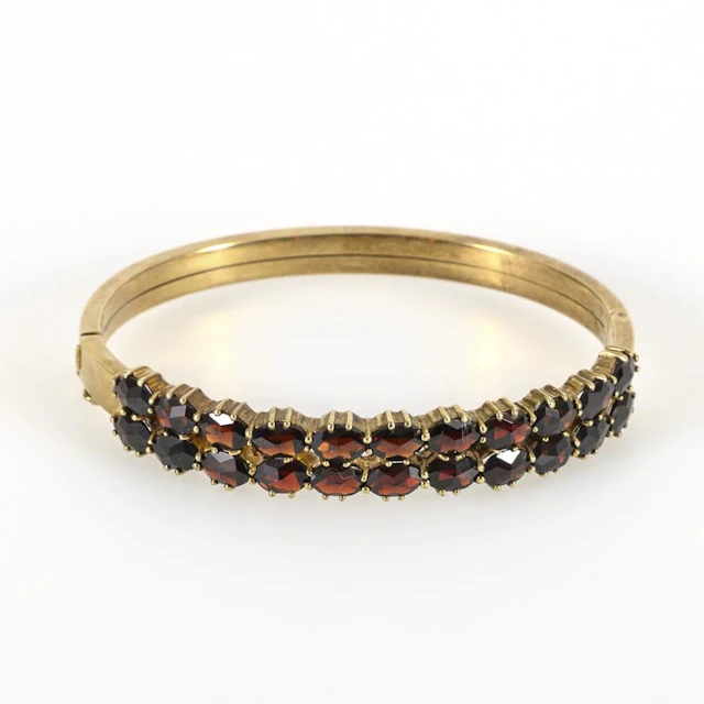 Vintage bangle set with garnets.