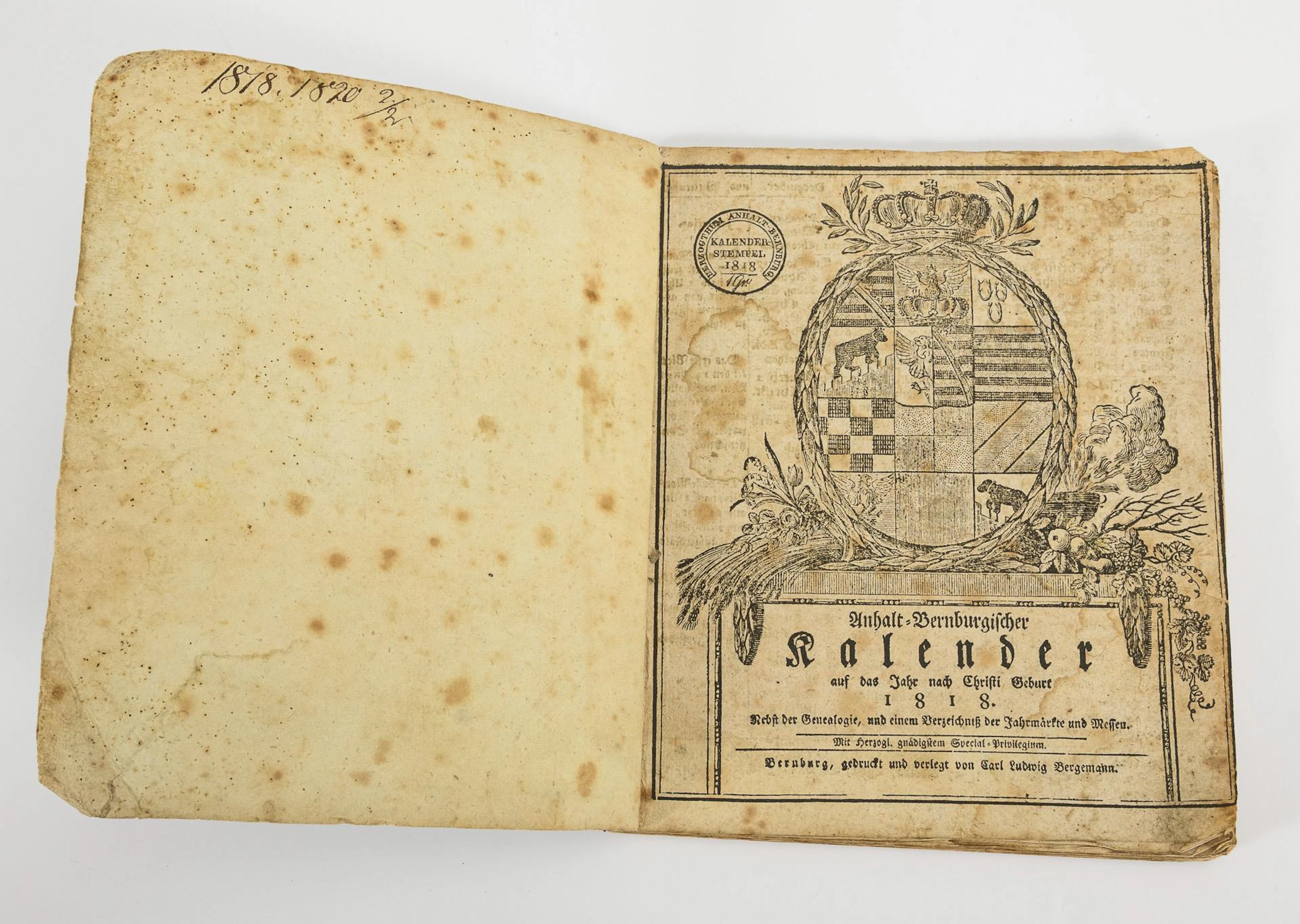 "Anhalt Bernburgischer Kalender" 1818