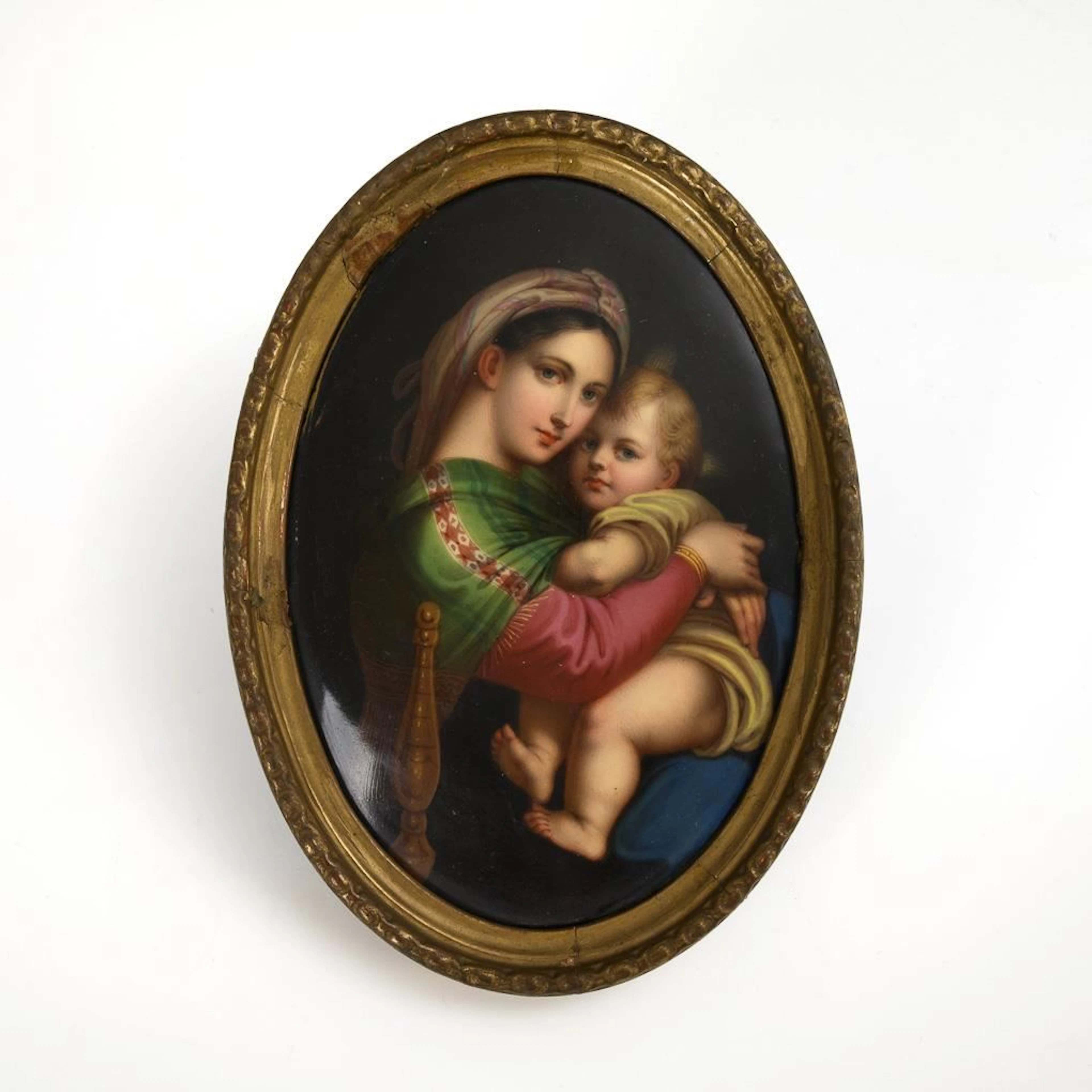 Small porcelain painting: Madonna della sedia.