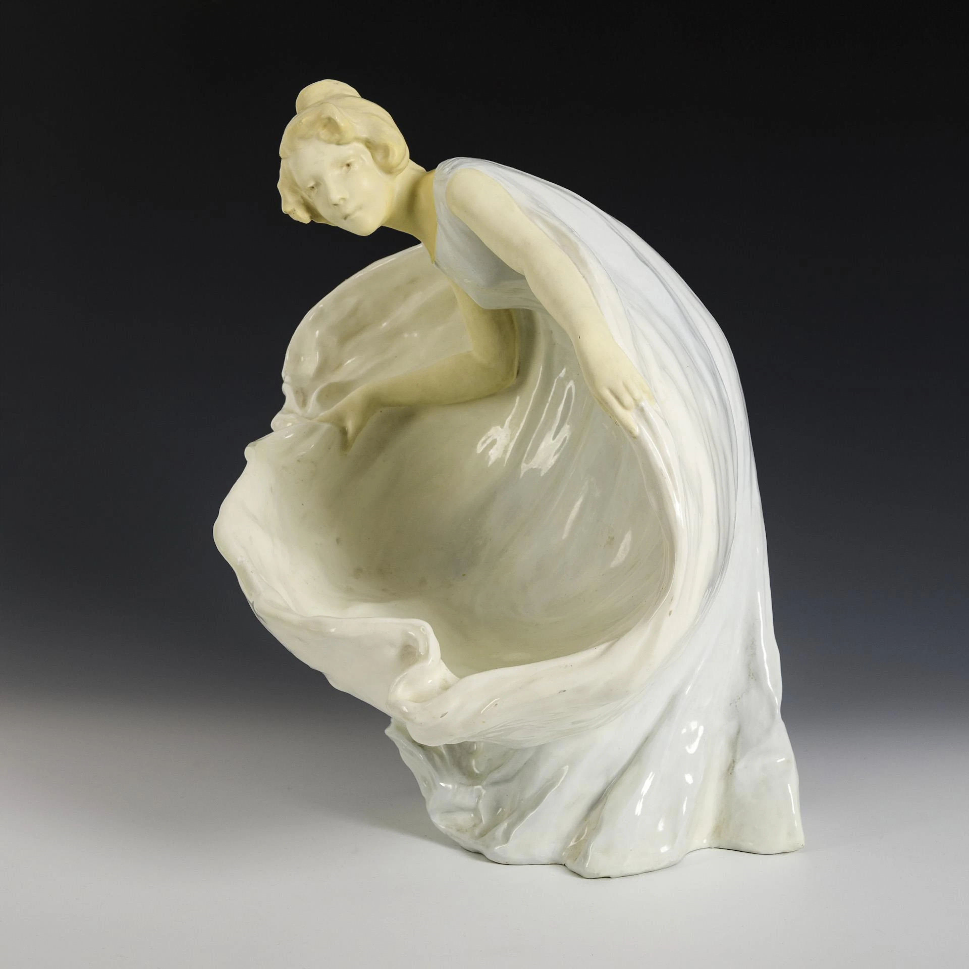 Art Nouveau figure with wide dress in the shape of a bowl. Wiener