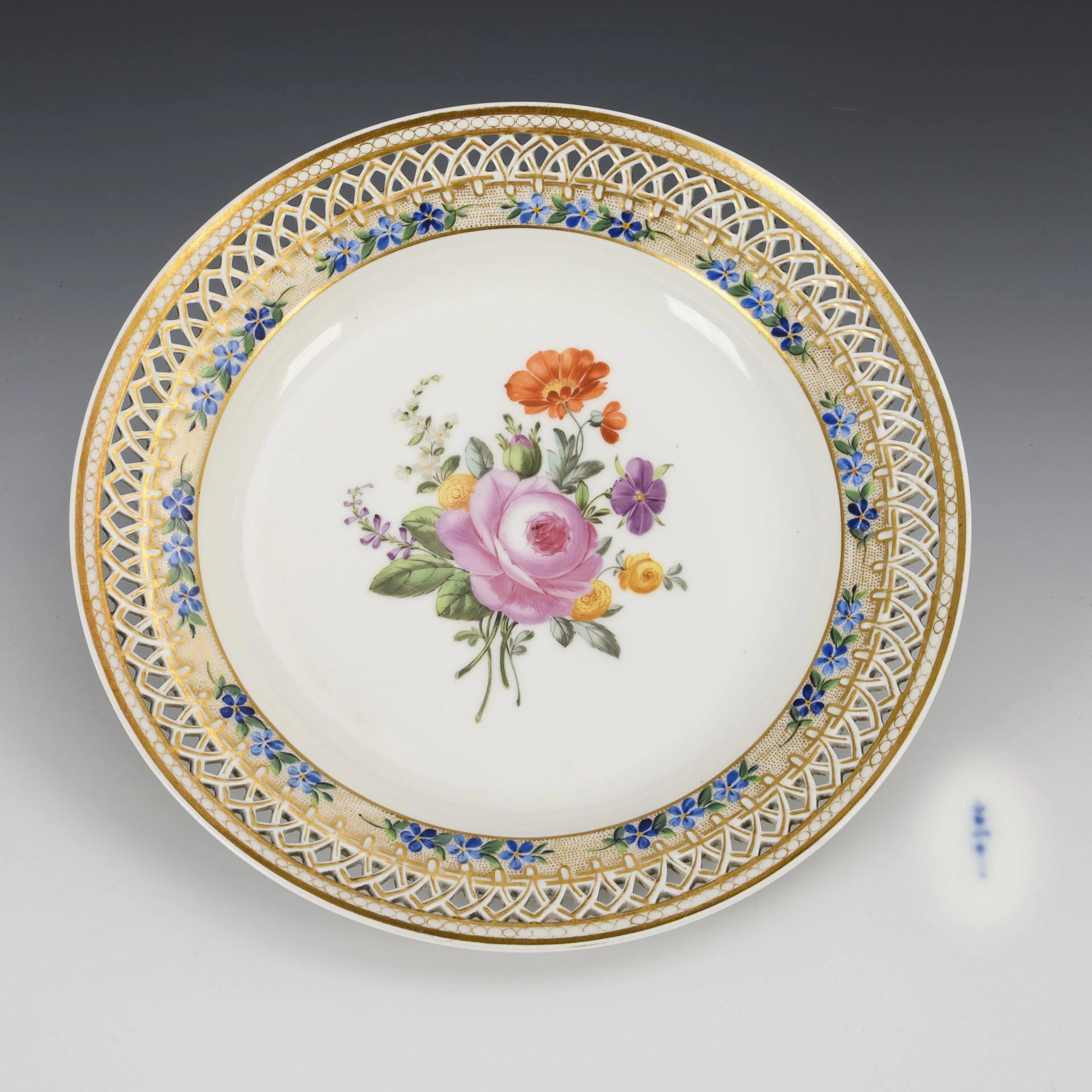 Dessert plate with flower painting. KPM Berlin.