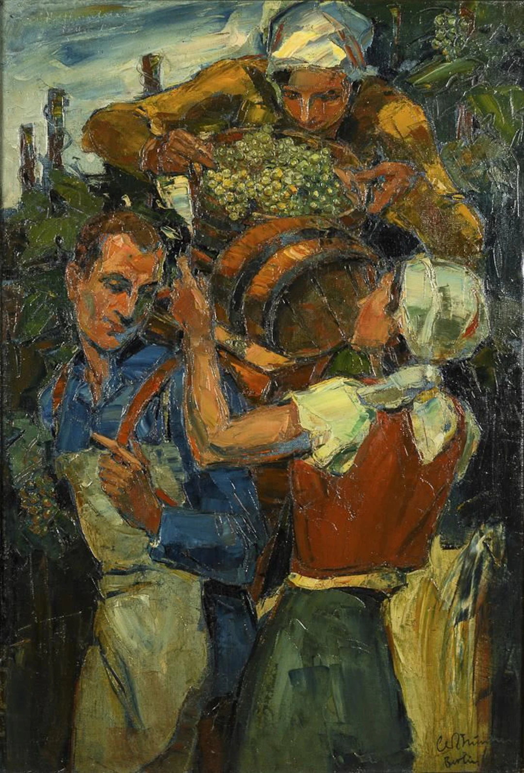 Indistinctly signed: Grape Harvest