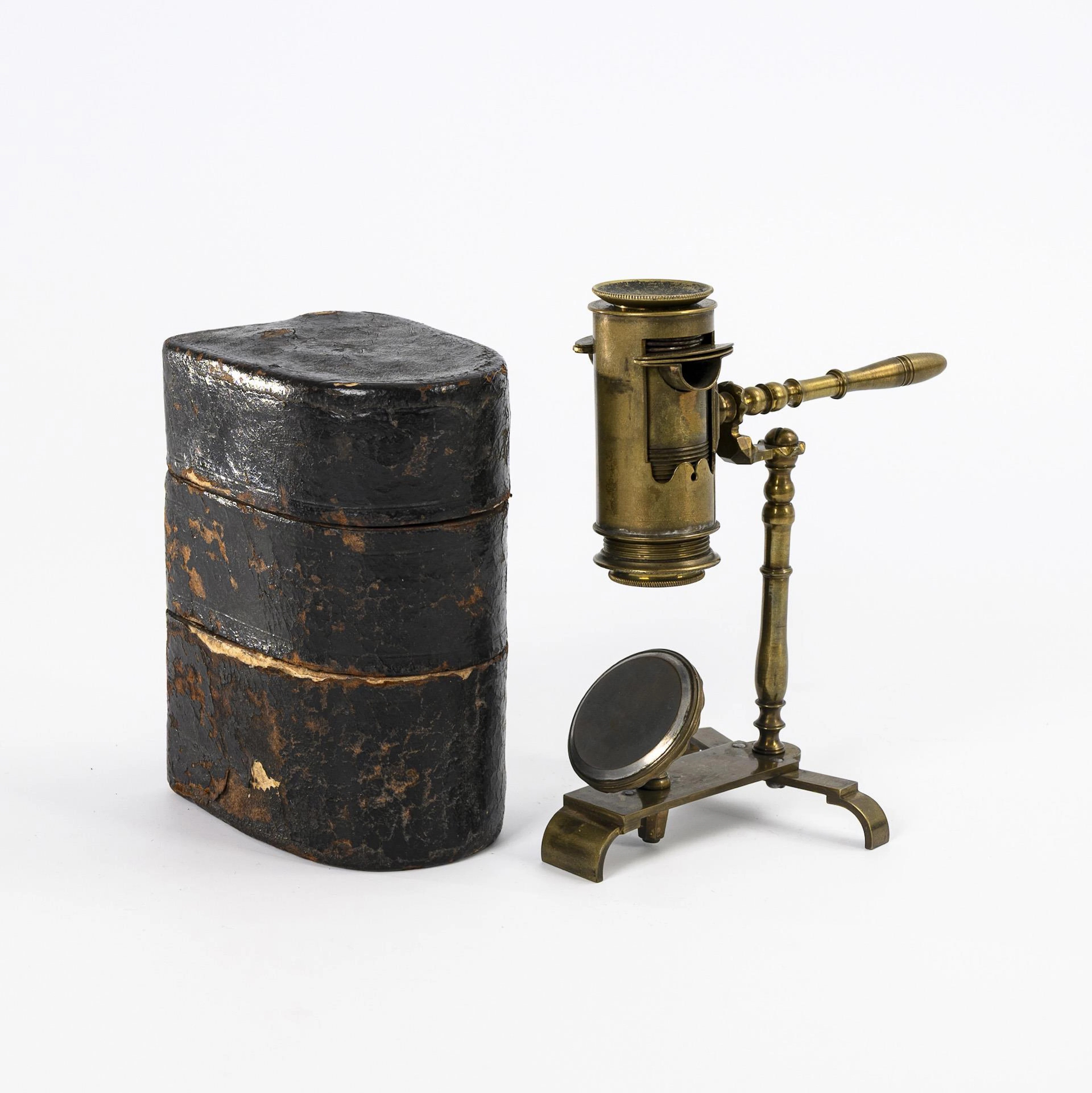 Rare Biedermeier microscope in original box.