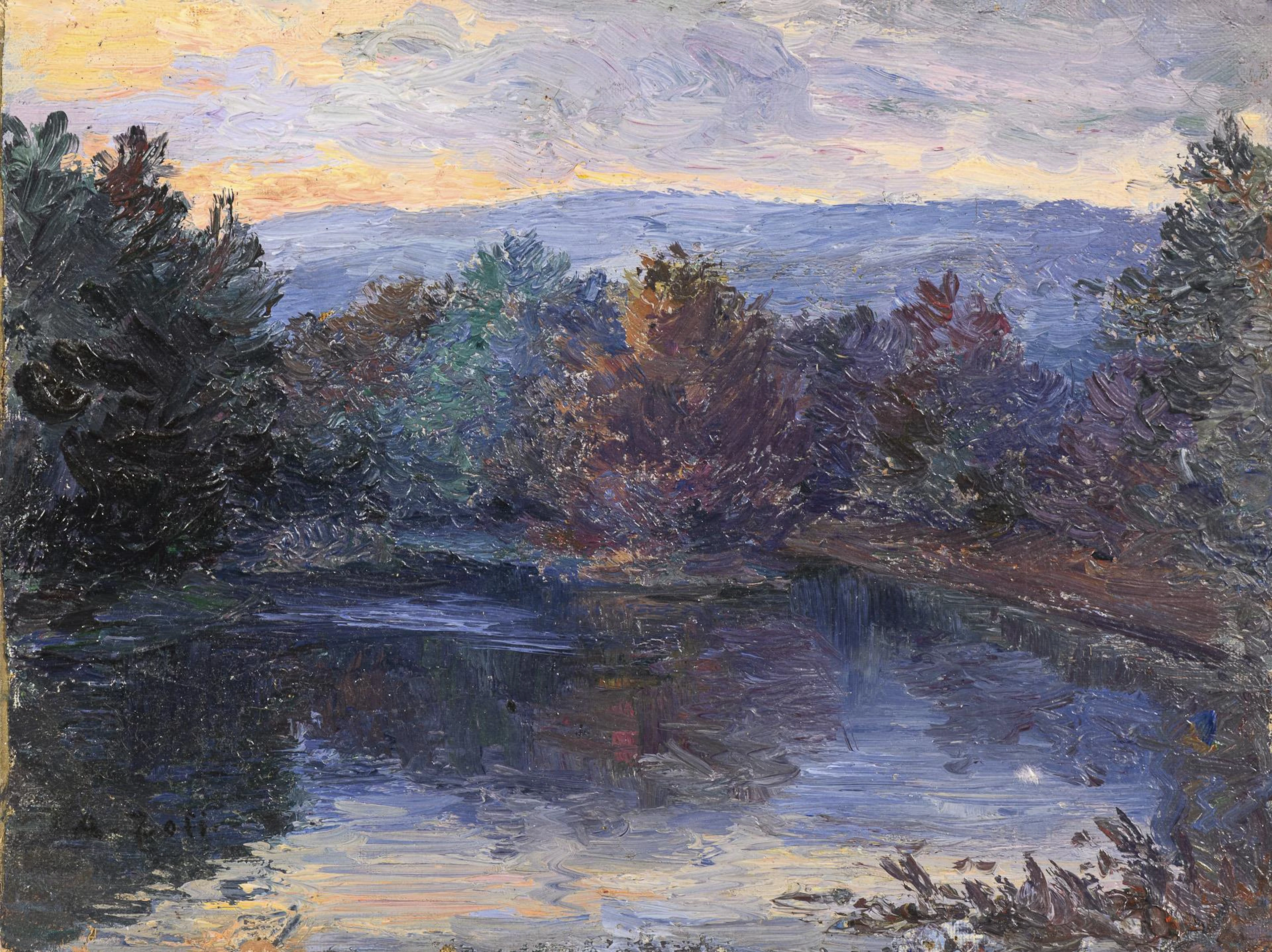 ZOFF, A. ZOFF, A. Forest study with lake