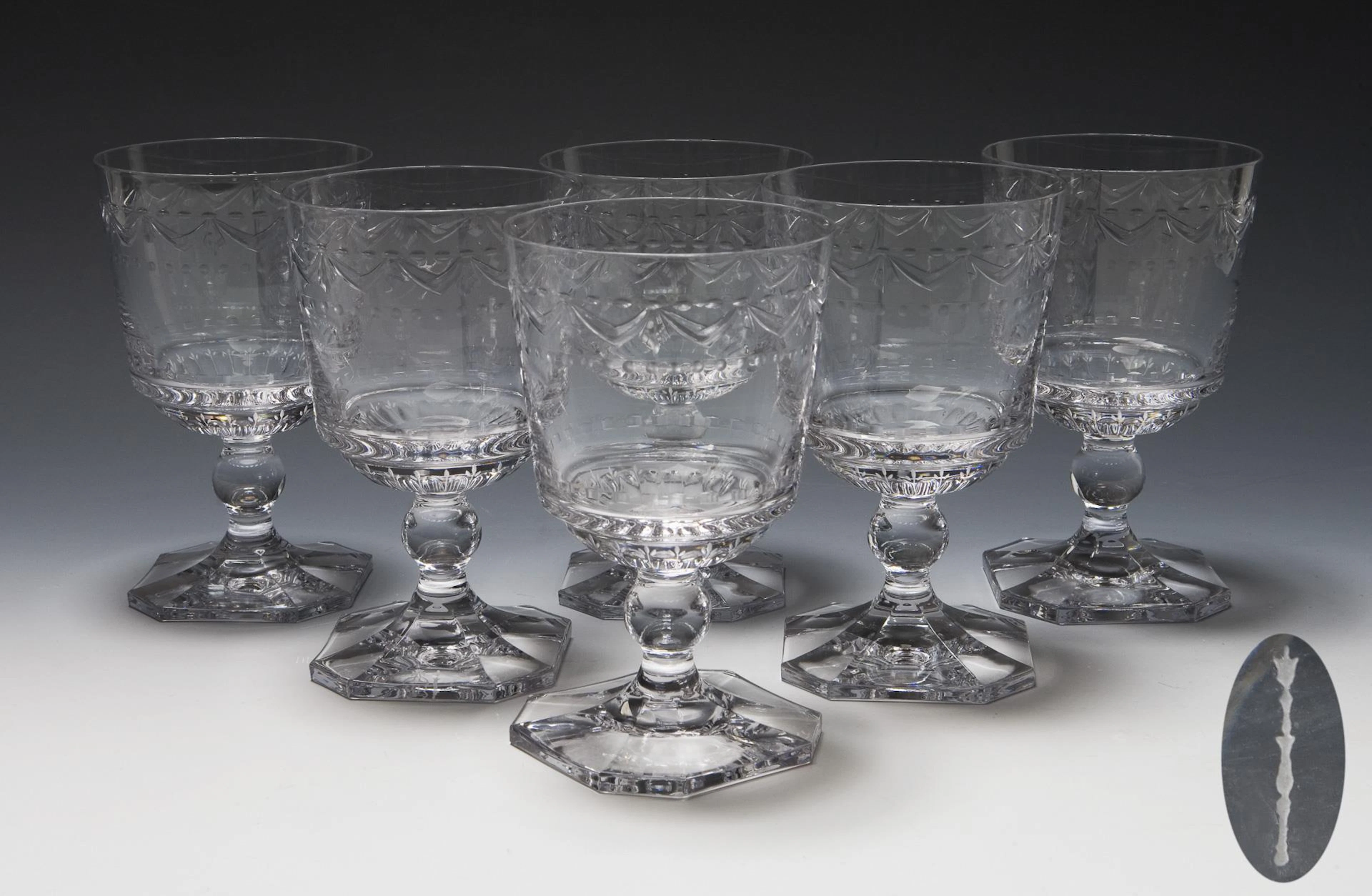 Set of 6 Kurland red wine glasses. KPM Berlin.