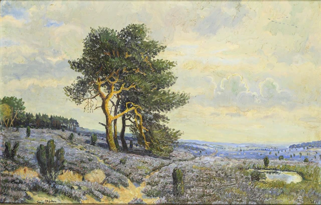 Indistinctly signed: Blooming Heath Landscape