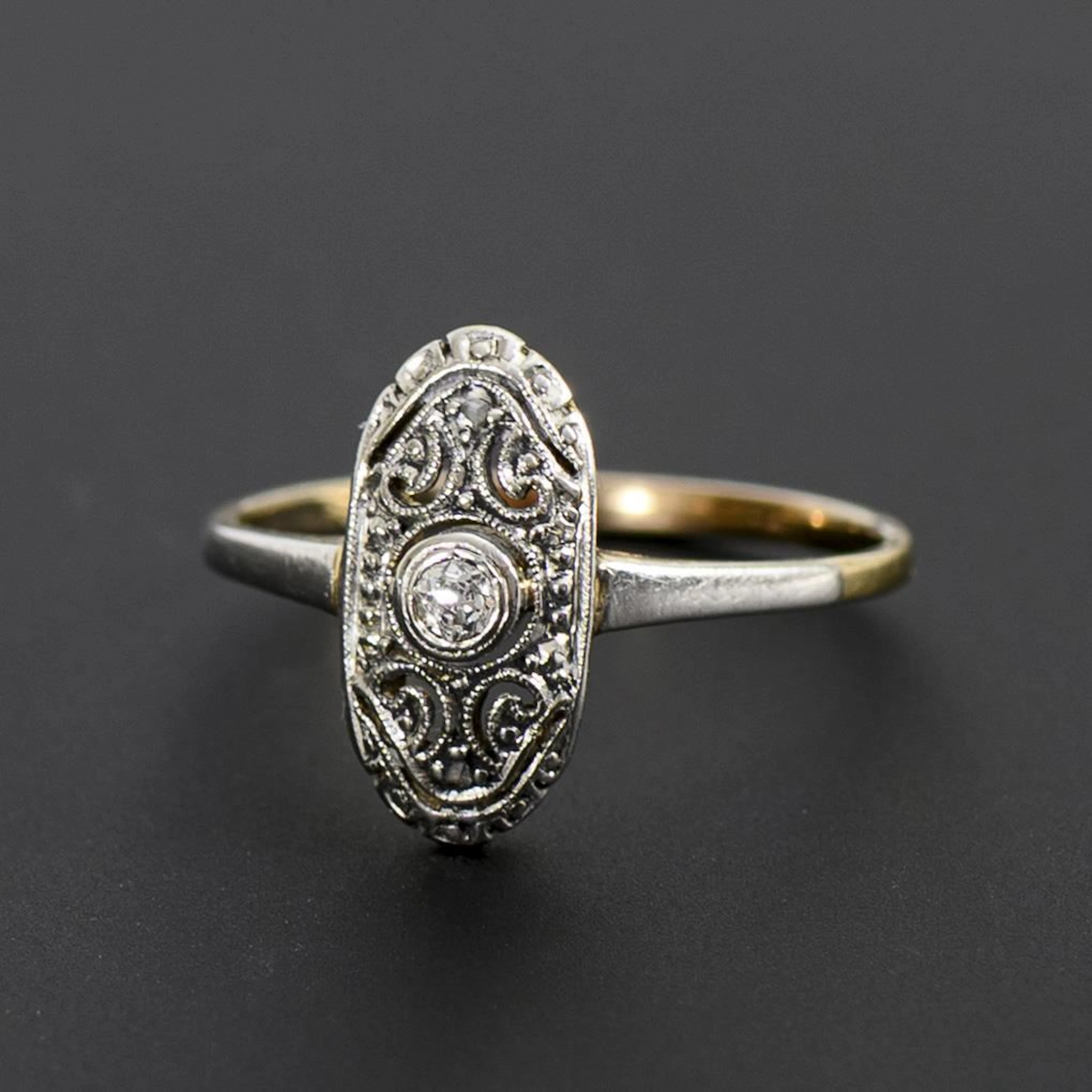 Small Art Deco ring with an old-cut diamond.