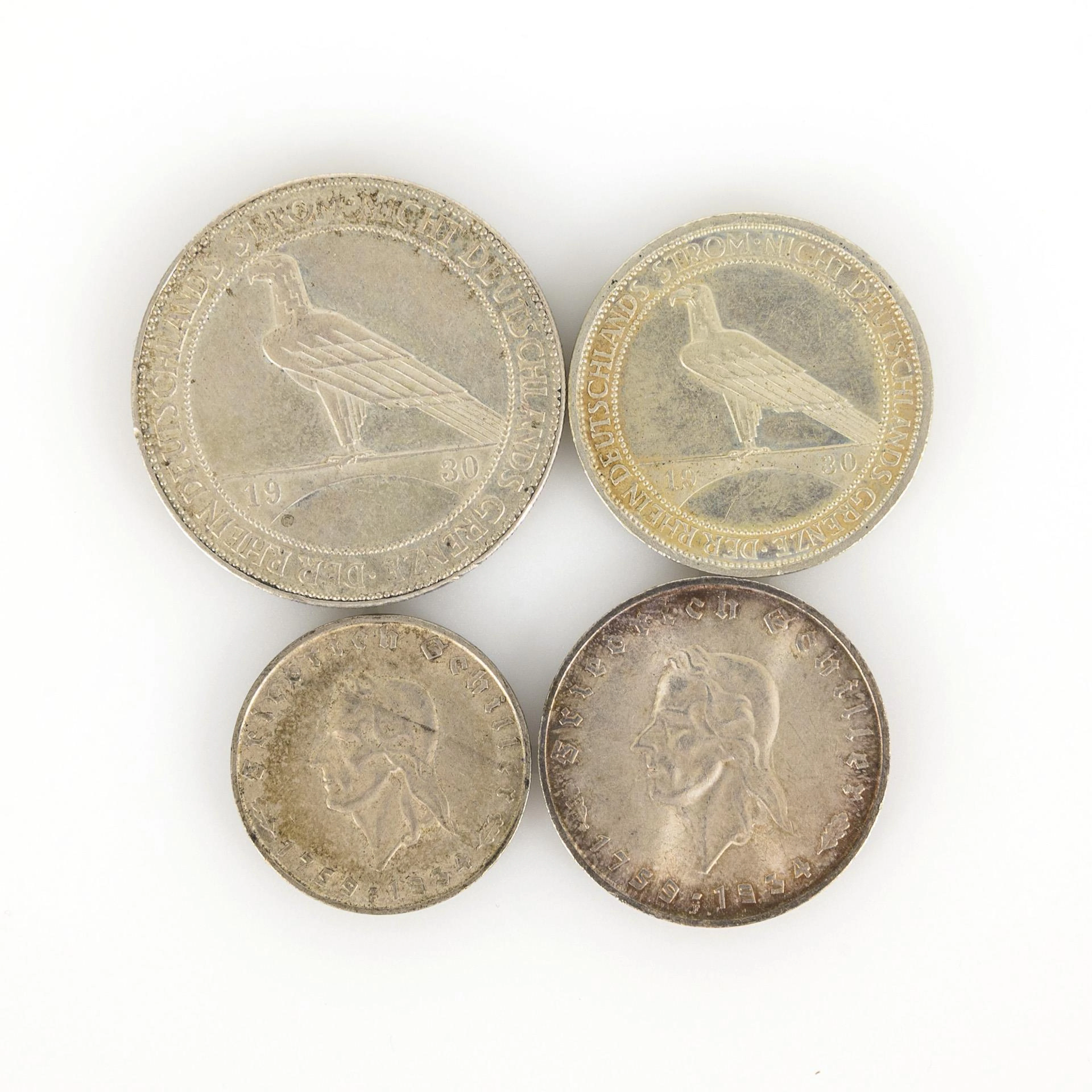 4 commemorative coins, Weimar Republic.