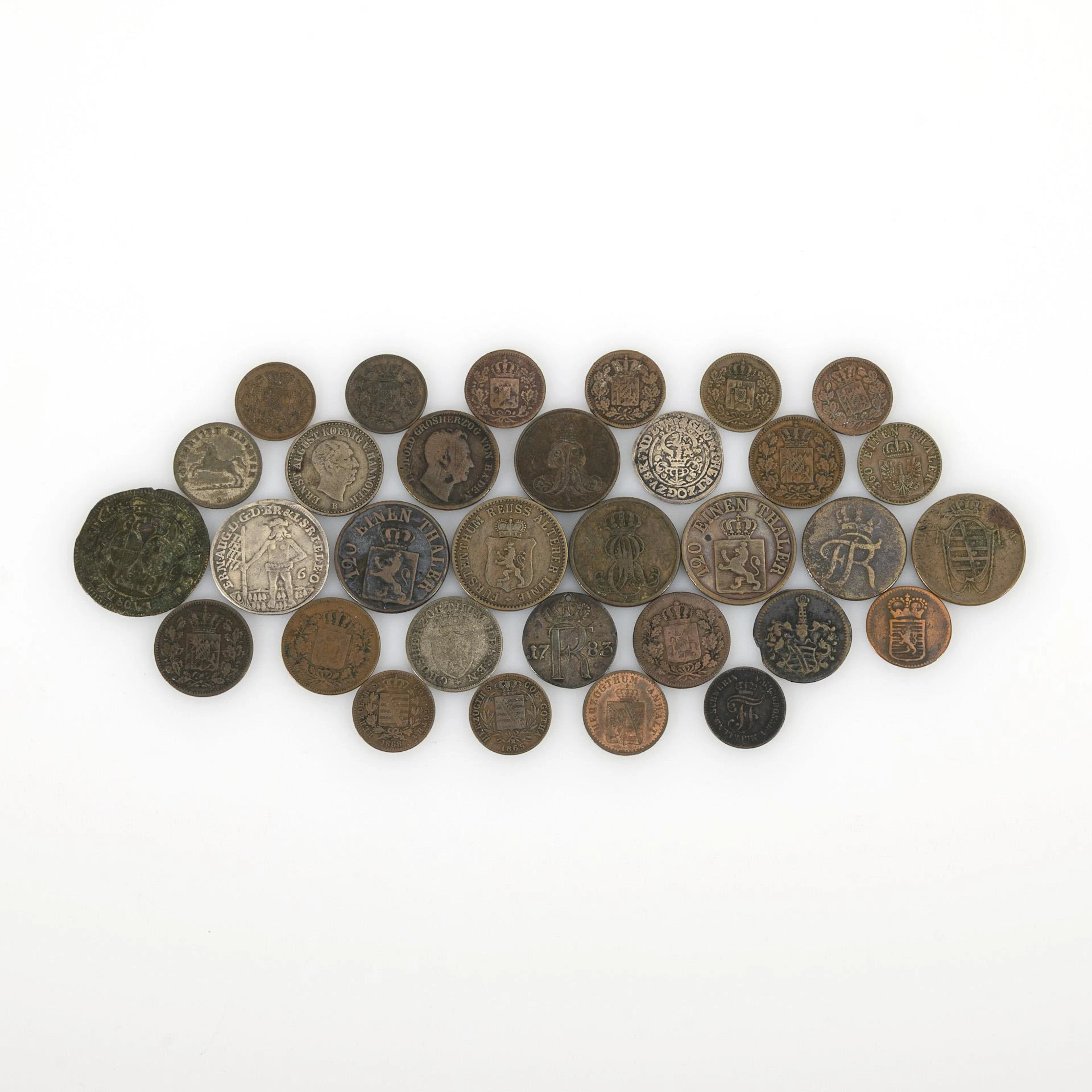 33 small coins, German countries, 17th-19th century.