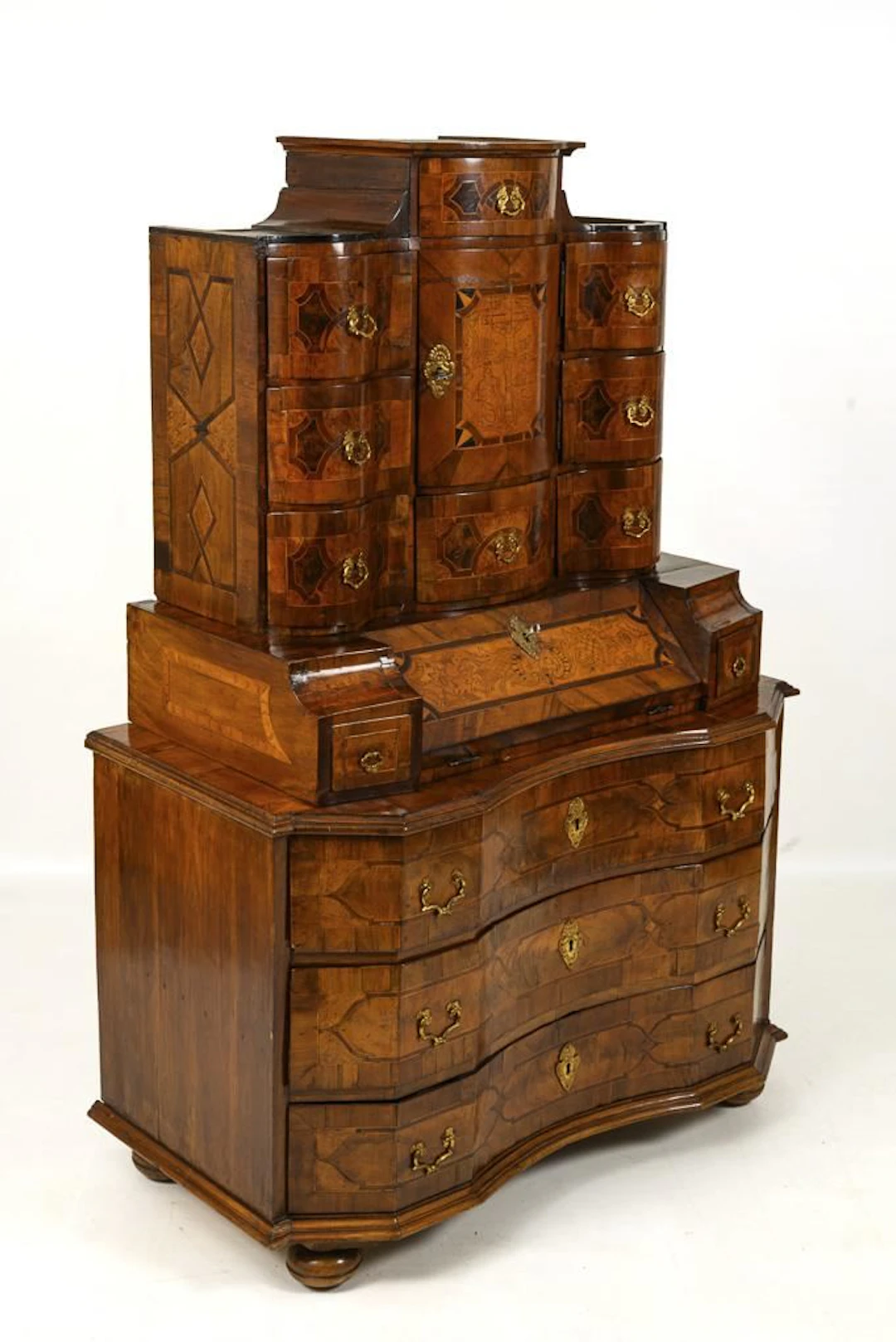 Baroque tabernacle-style secretary desk from a noble estate.
