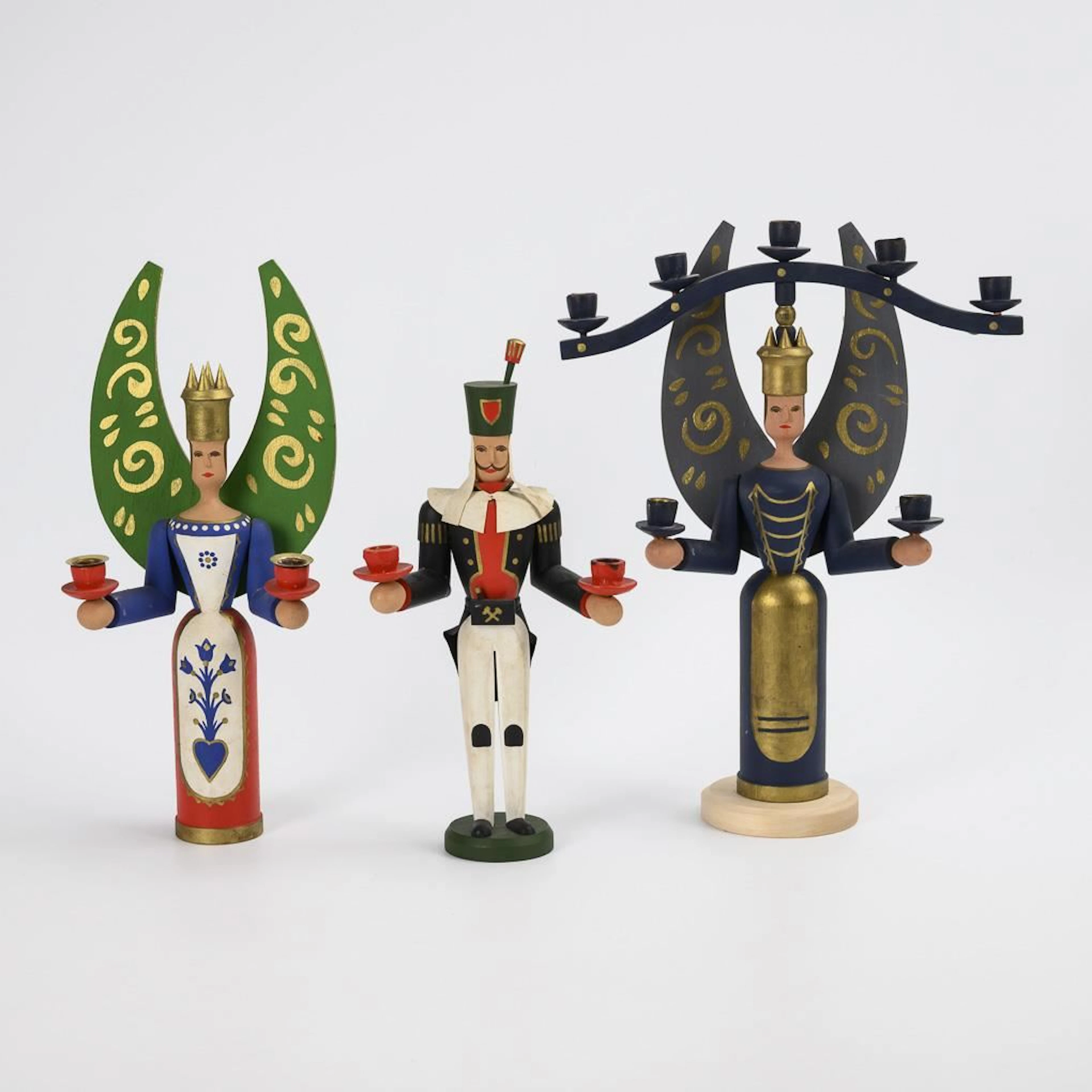 3 candlestick figures. Helmut Kempe Workshop, Cossebaude near Dresden.