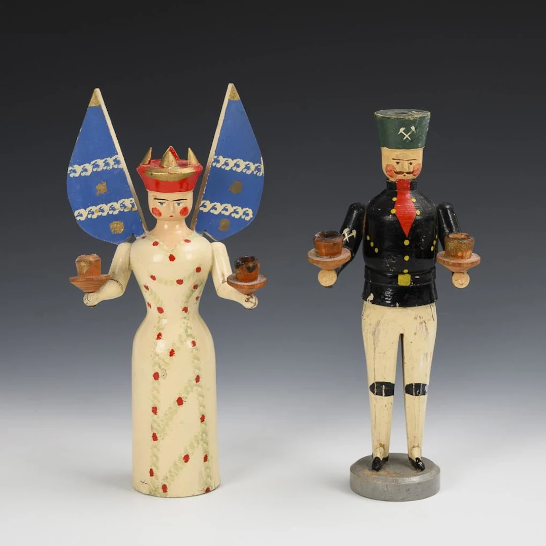 2 candlestick figures. Füchtner Workshop, Oberseiffenbach.