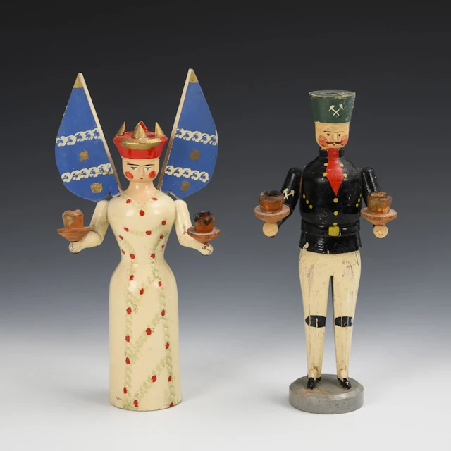 2 candlestick figures. Füchtner Workshop, Oberseiffenbach.