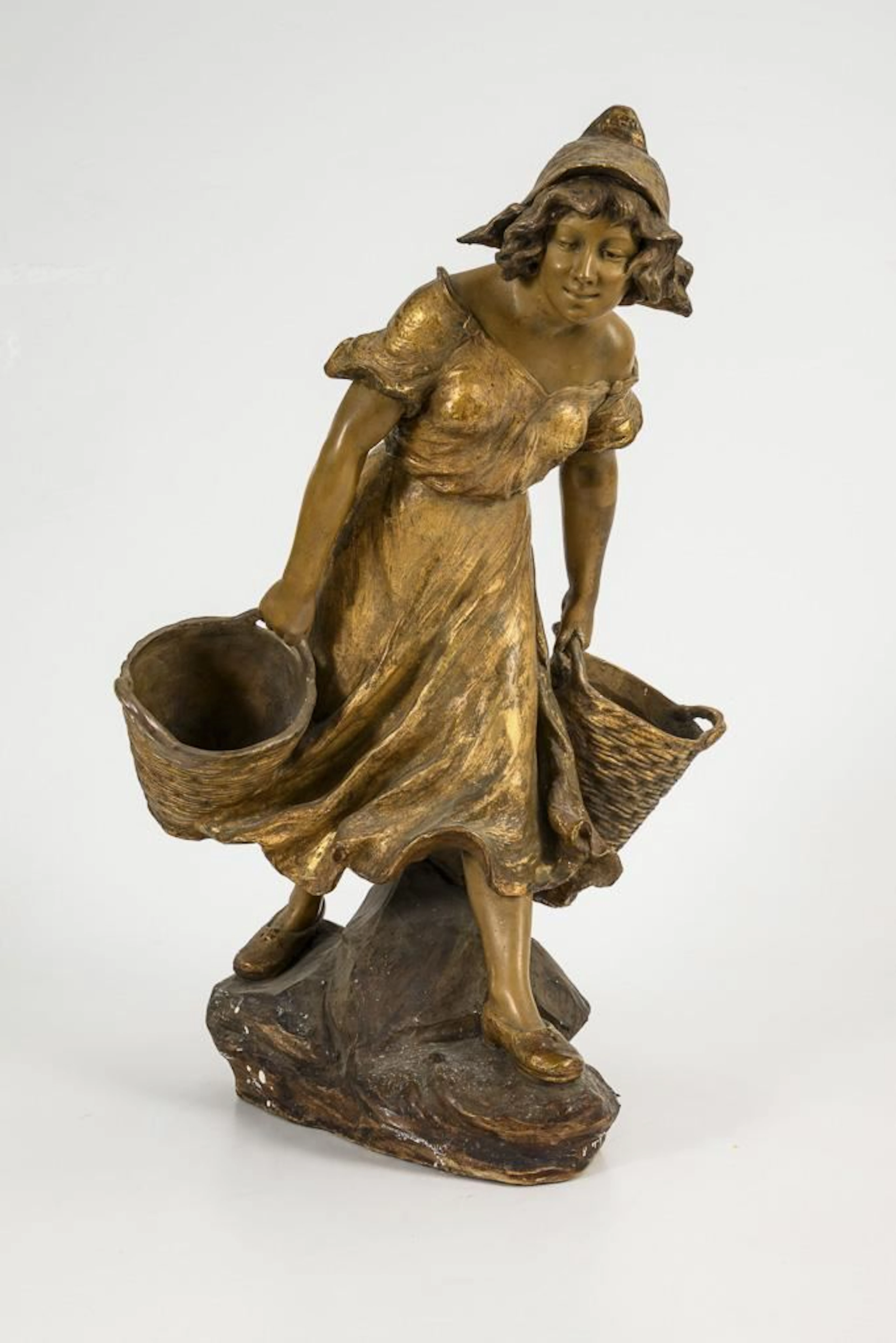 Girl with Two Baskets. Vienna-based manufacturer Friedrich Goldscheider.