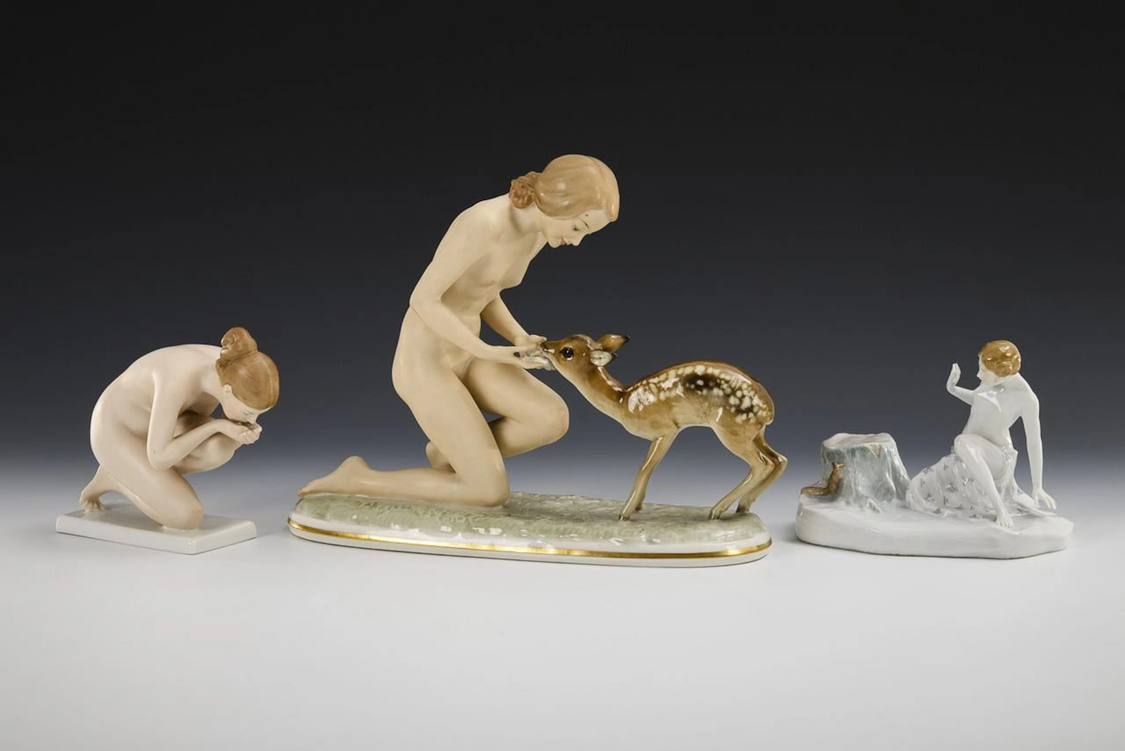 Nude with a Fawn, Woman Drinking, and Girl with a Squirrel.